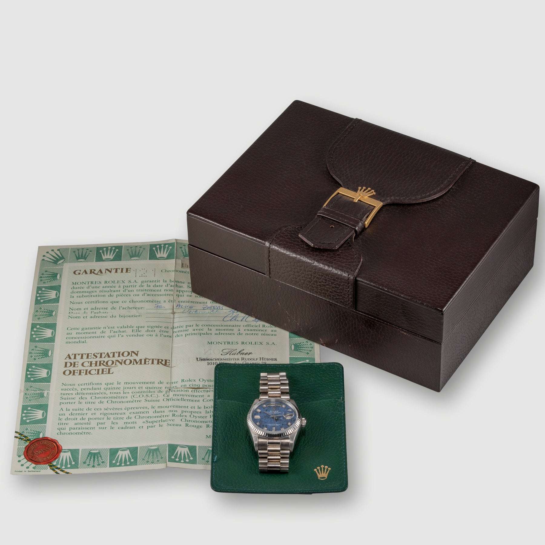 1987 Rolex Day Date Sodalite Diamond Dial Ref. 18039 (Full Set)