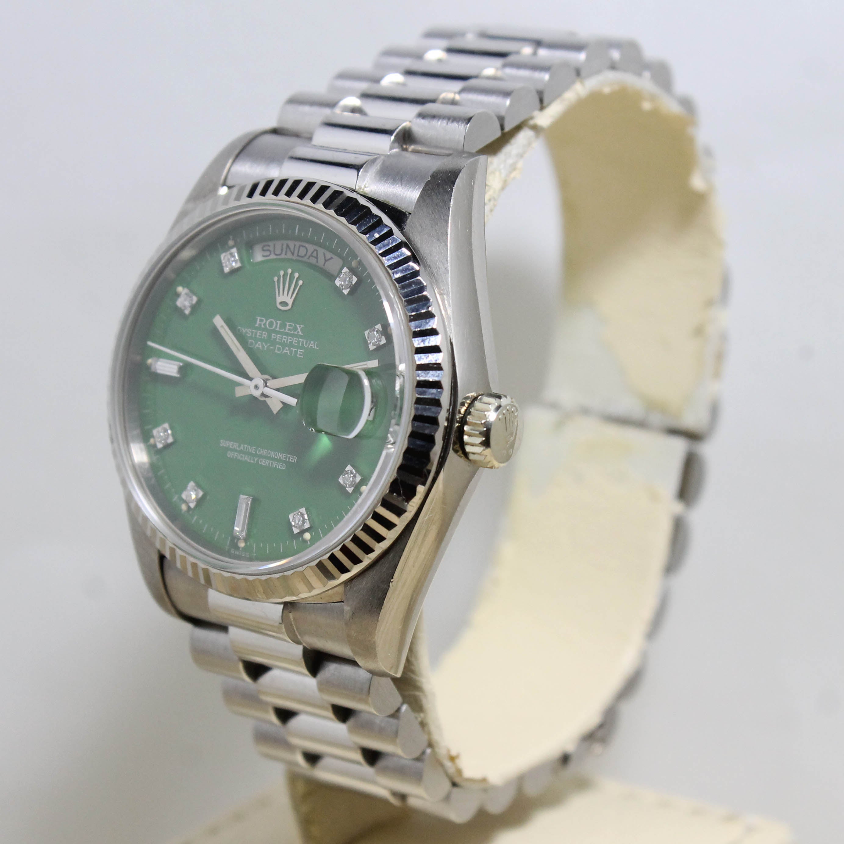 1979 Rolex Day Date WG Stella Lime Green Diamonds Ref. 18039