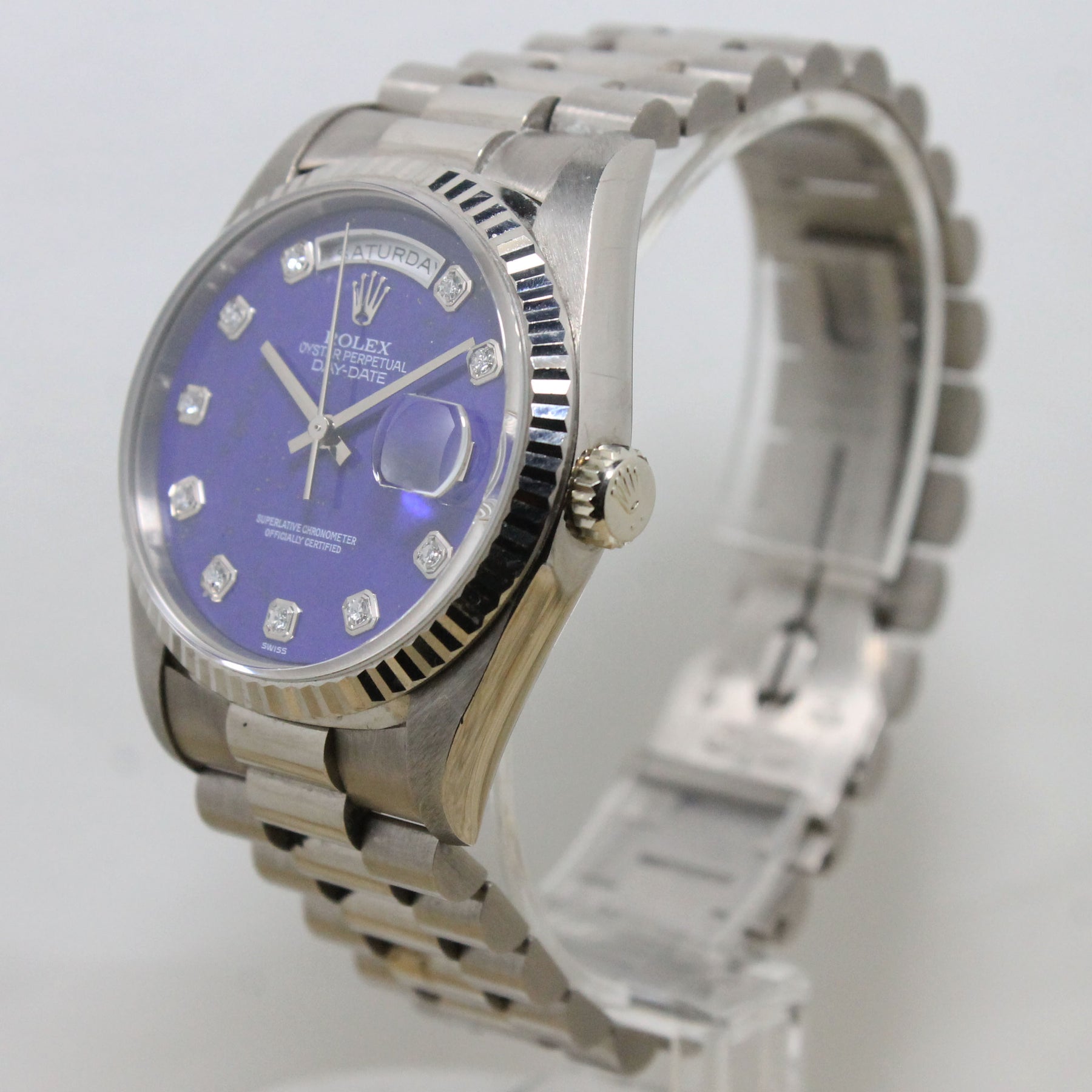 1991 Rolex Day Date WG Blue Lapis Diamond Dial 'The Iceberg' Ref. 18239 (with Certificate)