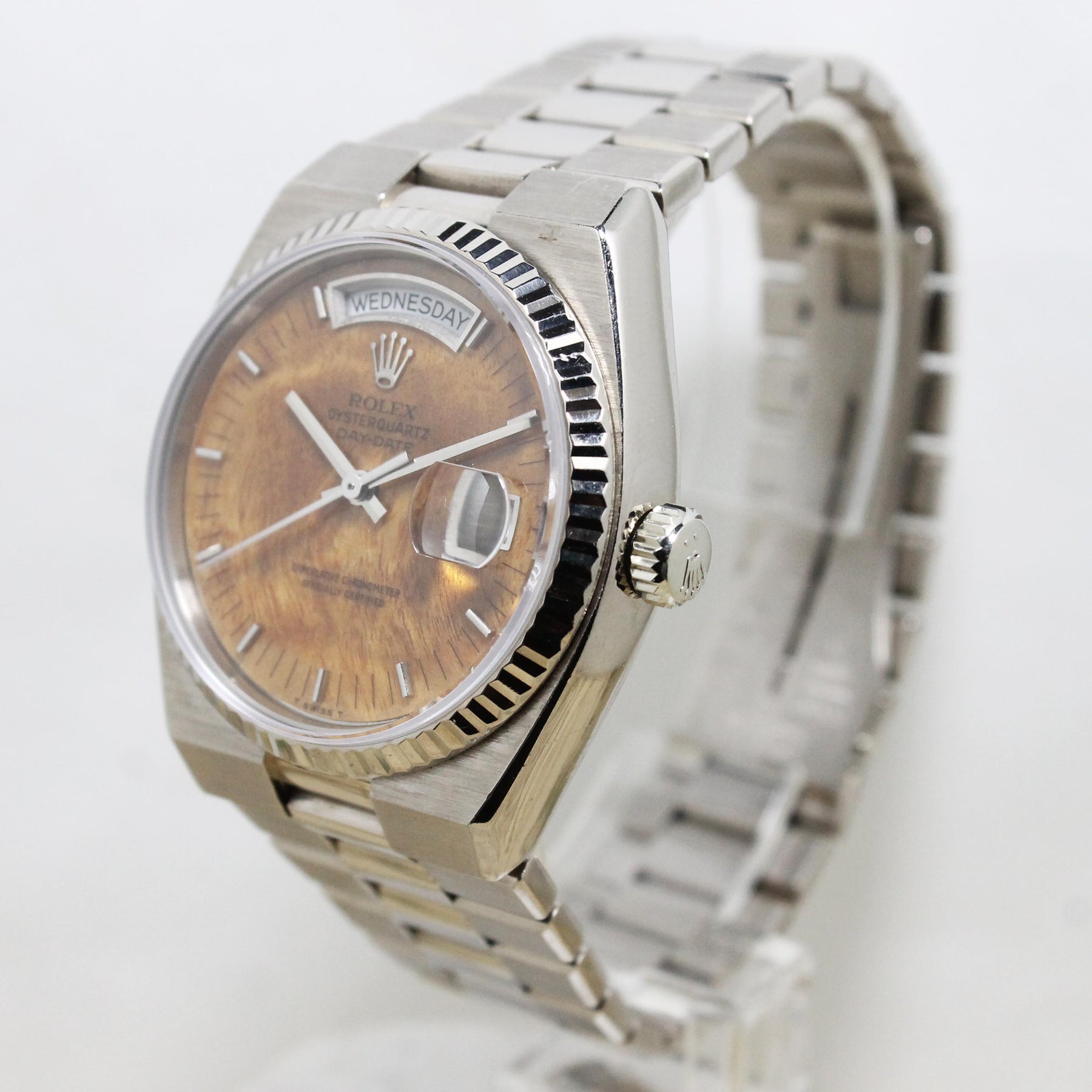 1986 Rolex Oysterquartz Day Date Birch Wood Dial Ref. 19019