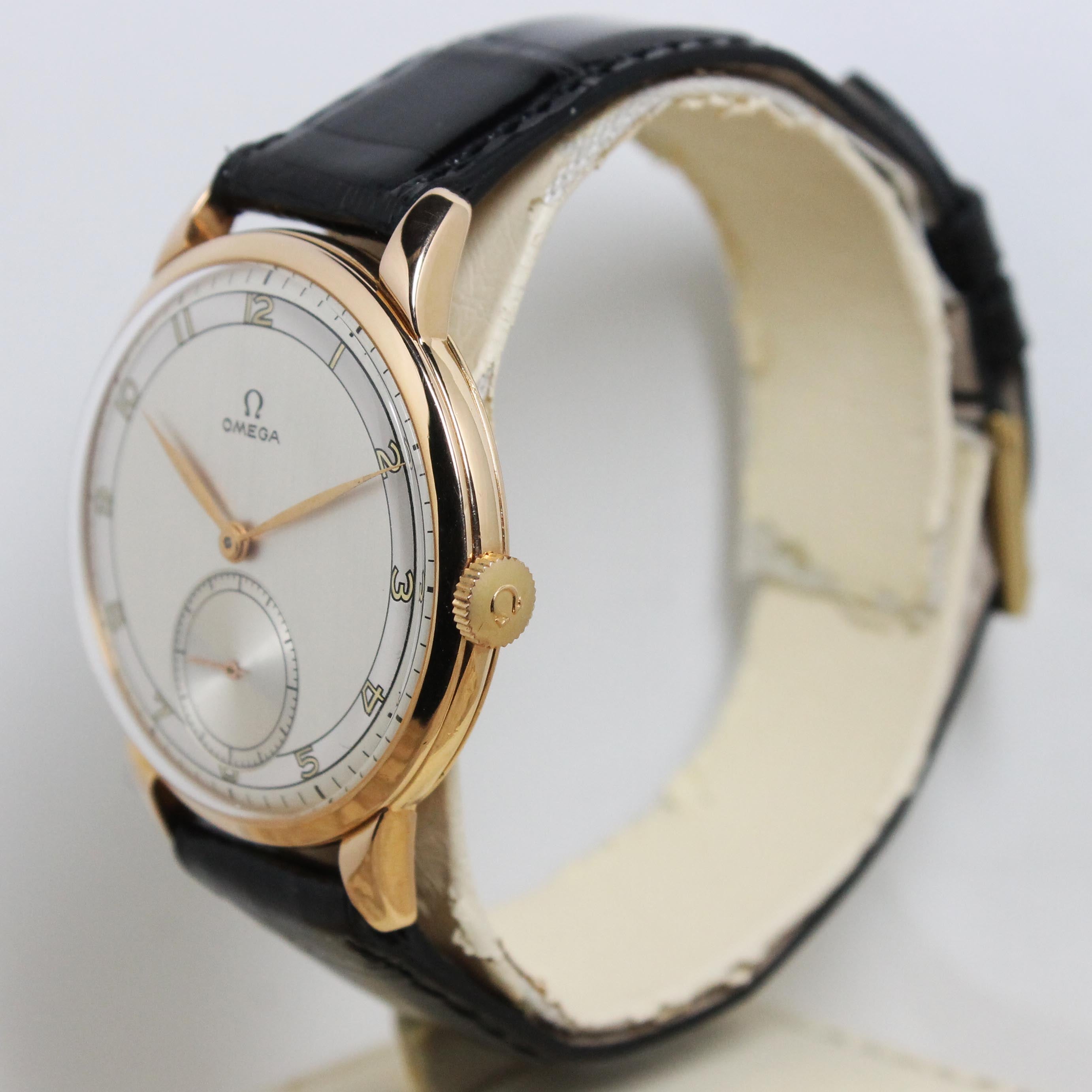 1952 Omega Dress Watch Pink Gold Two Tone Dial Ref. 2687