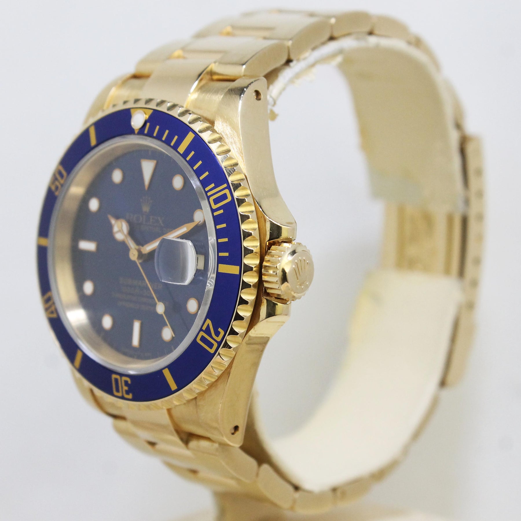 1991 Rolex Submariner 18K Unpolished Blue Tritium Dial Ref. 16618