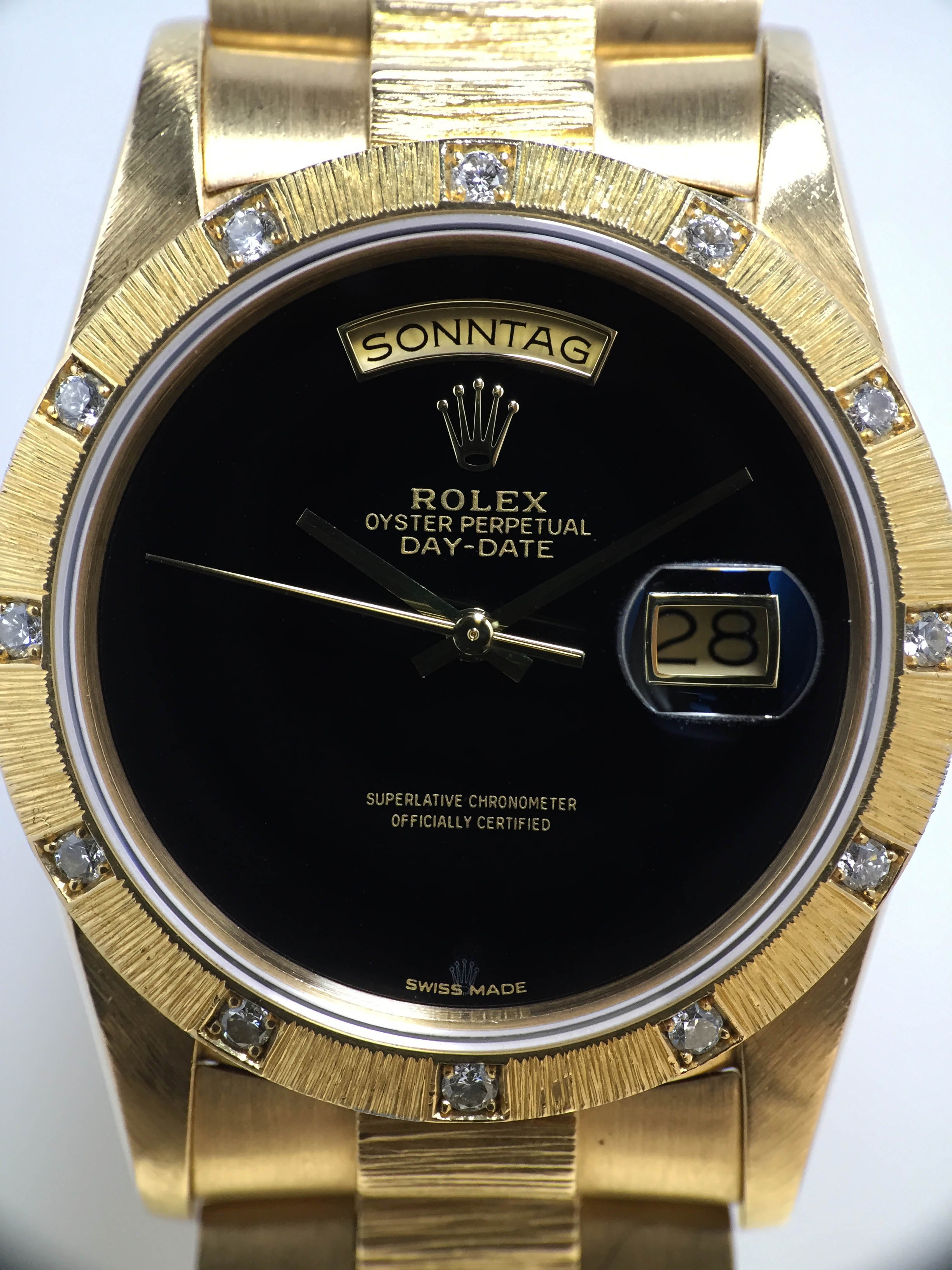 1985 Rolex Day Date Bark Finish Onyx Dial Ref. 18108