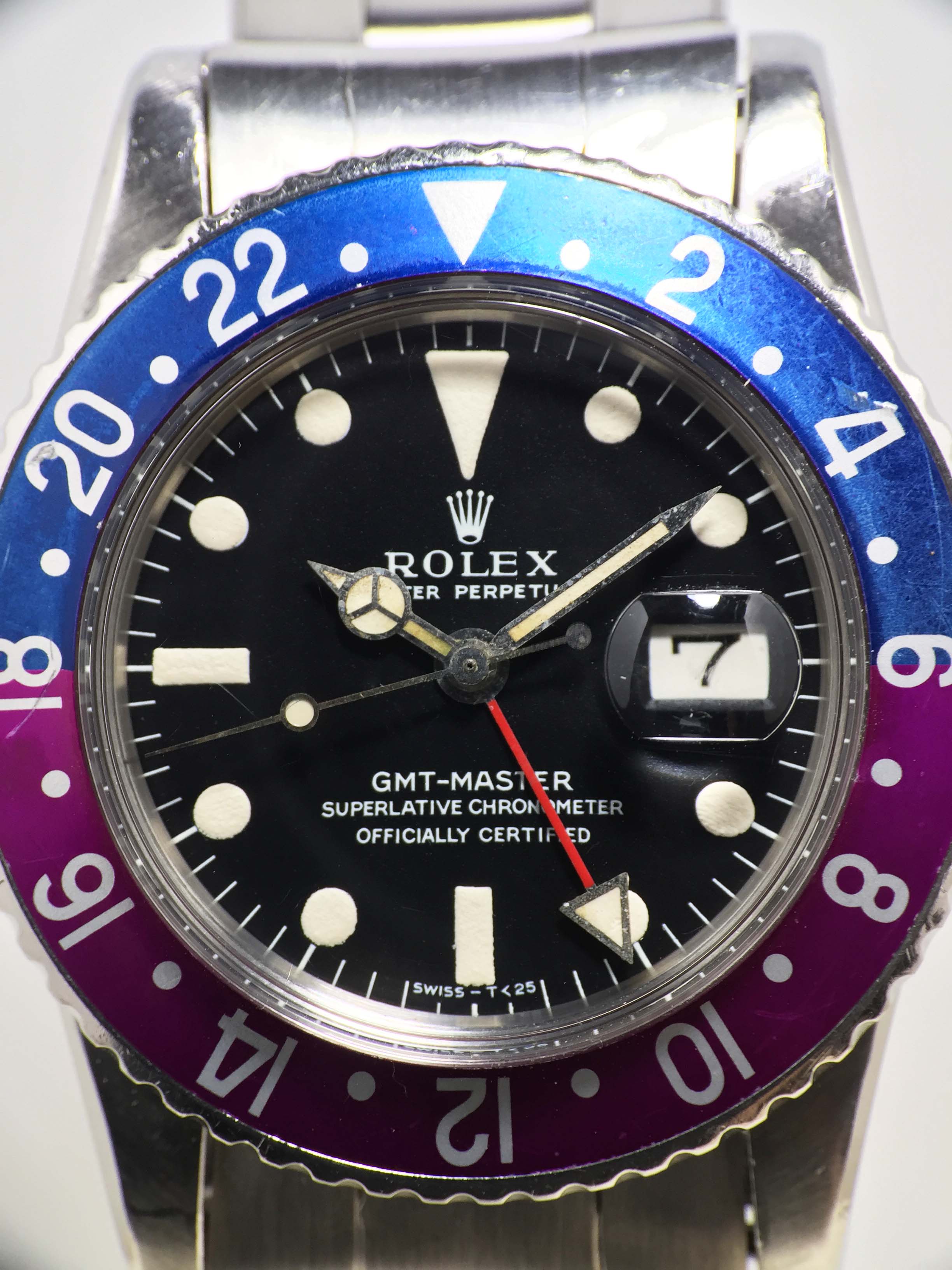 1968 Rolex GMT Master MK1 Unpolished Fuchsia Bezel Ref. 1675