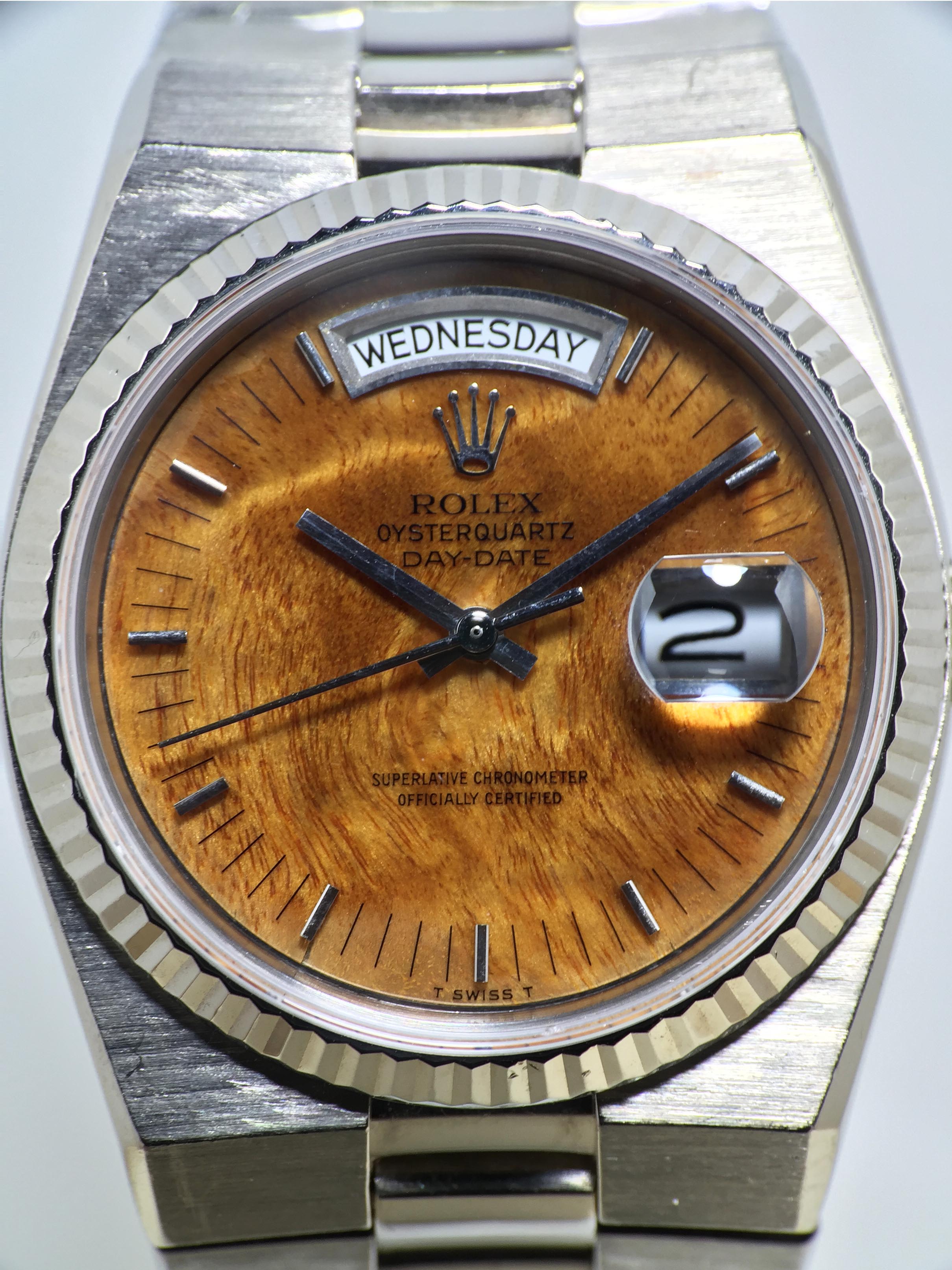 1986 Rolex Oysterquartz Day Date Birch Wood Dial Ref. 19019