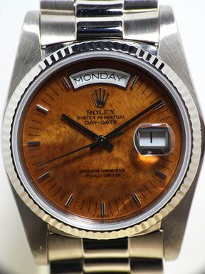 1983 Rolex Day Date White Gold Birch Wood Dial Ref. 18039