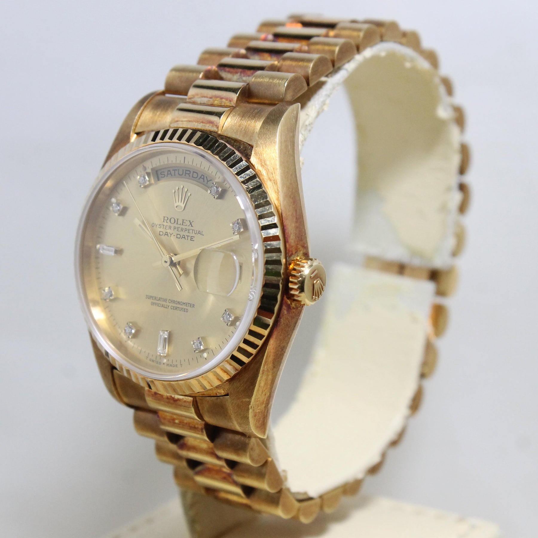 1990 Rolex Day Date Diamond Dial NOS Ref. 18238 (with Papers)