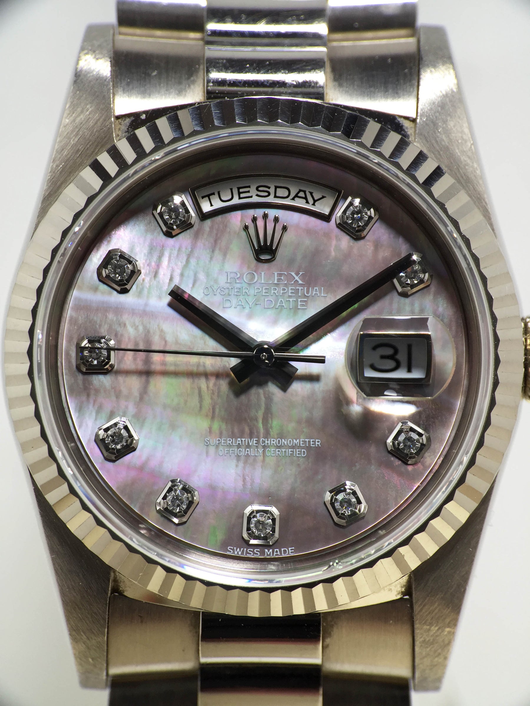 1990 Rolex Day Date Tahitian Mother of Pearl Diamond Dial Ref. 18239