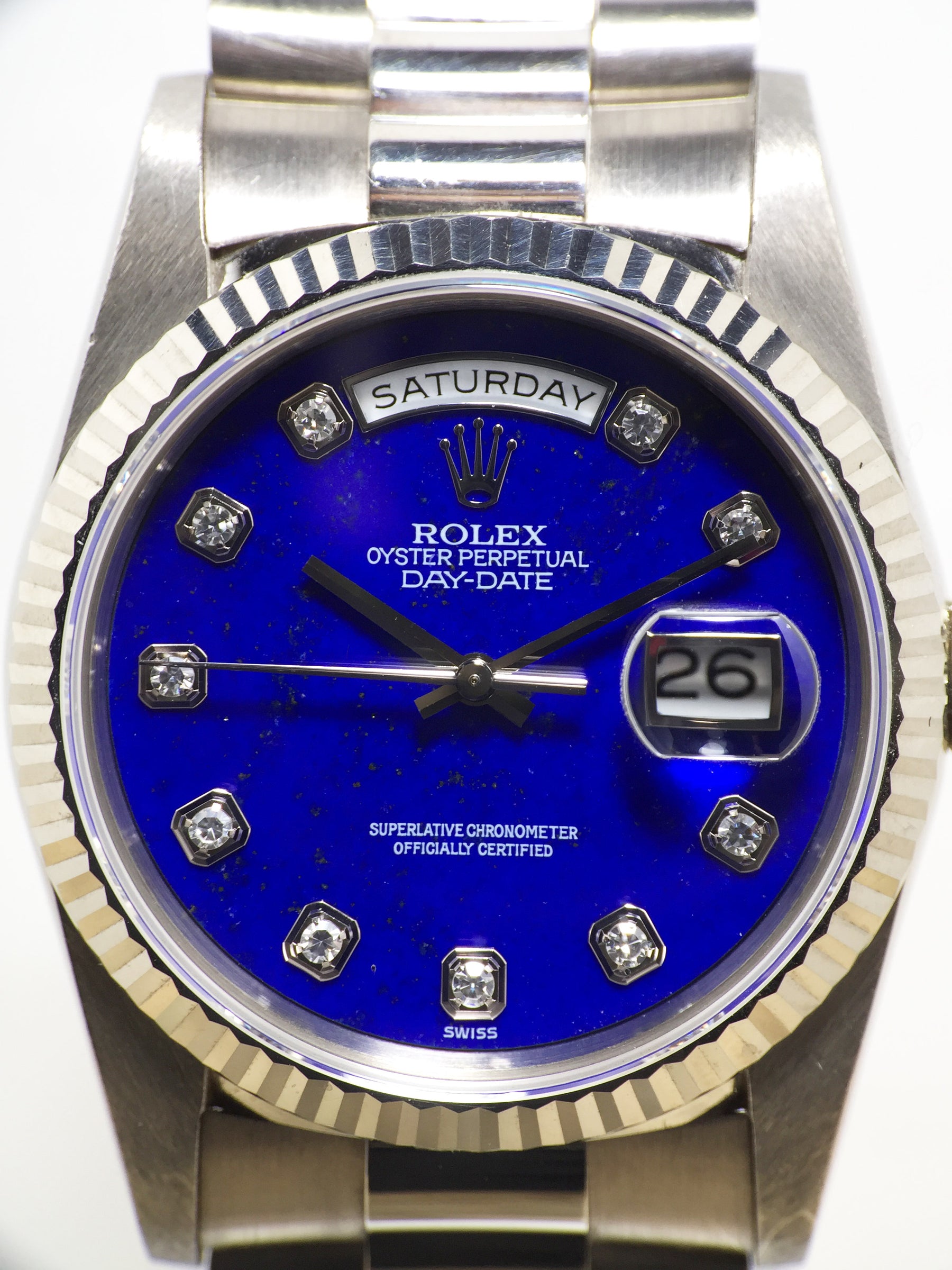 1991 Rolex Day Date WG Blue Lapis Diamond Dial 'The Iceberg' Ref. 18239 (with Certificate)