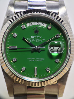 1979 Rolex Day Date WG Stella Lime Green Diamonds Ref. 18039