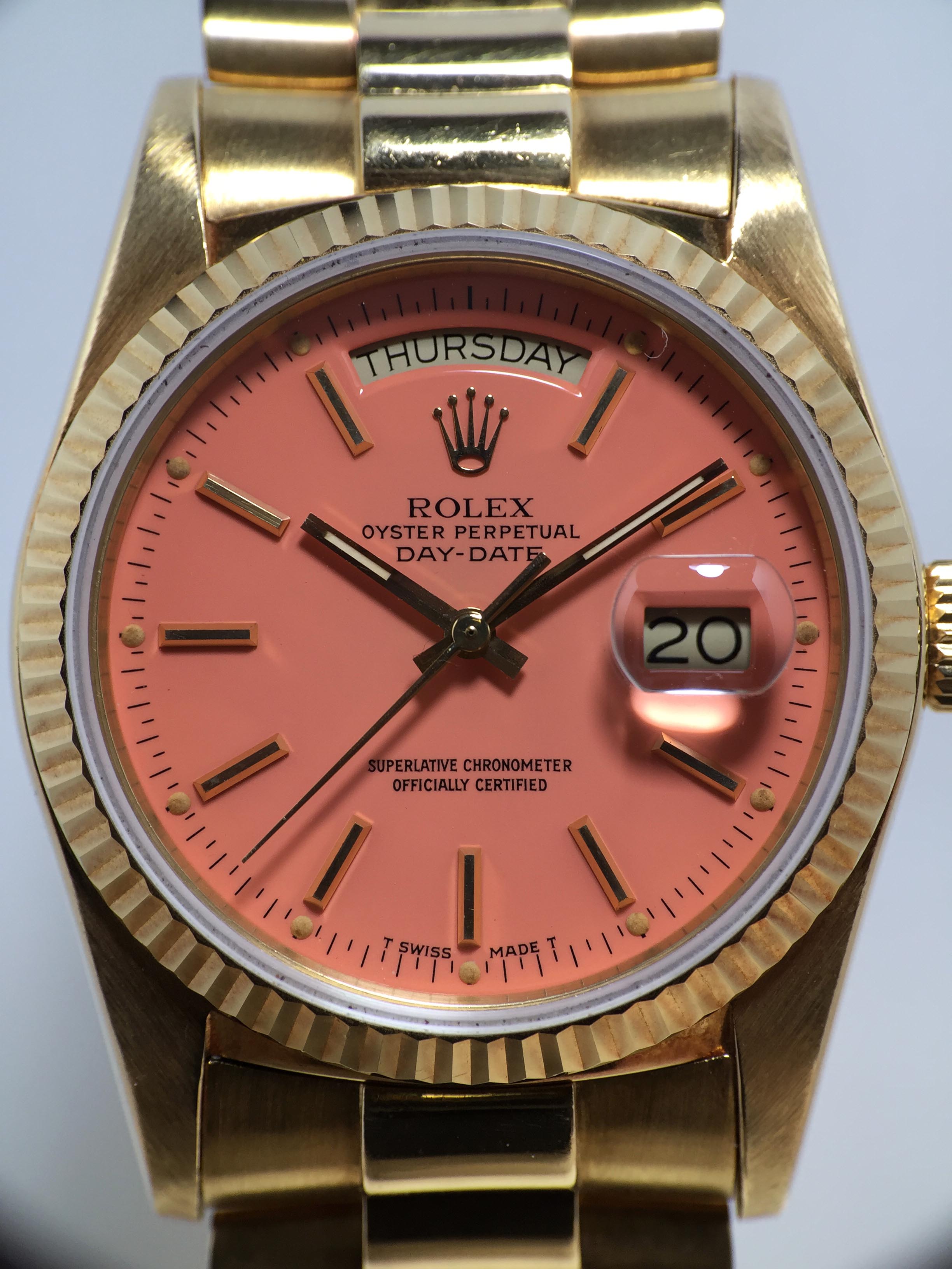 1984 Rolex Day Date Coral Stella Dial Ref. 18038