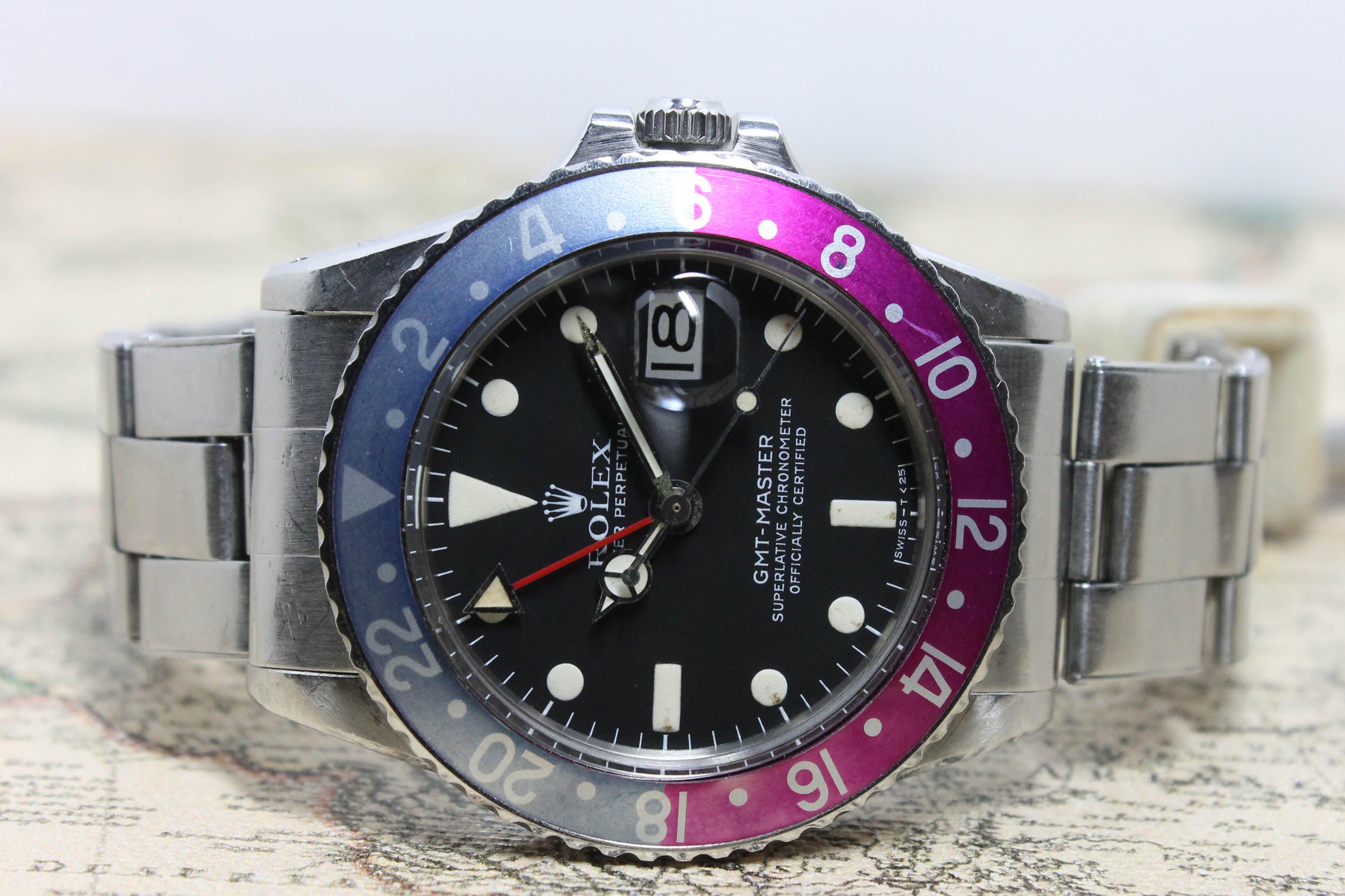 1972 Rolex GMT Master MK4 Unpolished Fuchsia Insert Ref. 1675