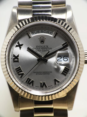 1989 Rolex Day Date 18K WG Rhodium Dial Ref. 18239
