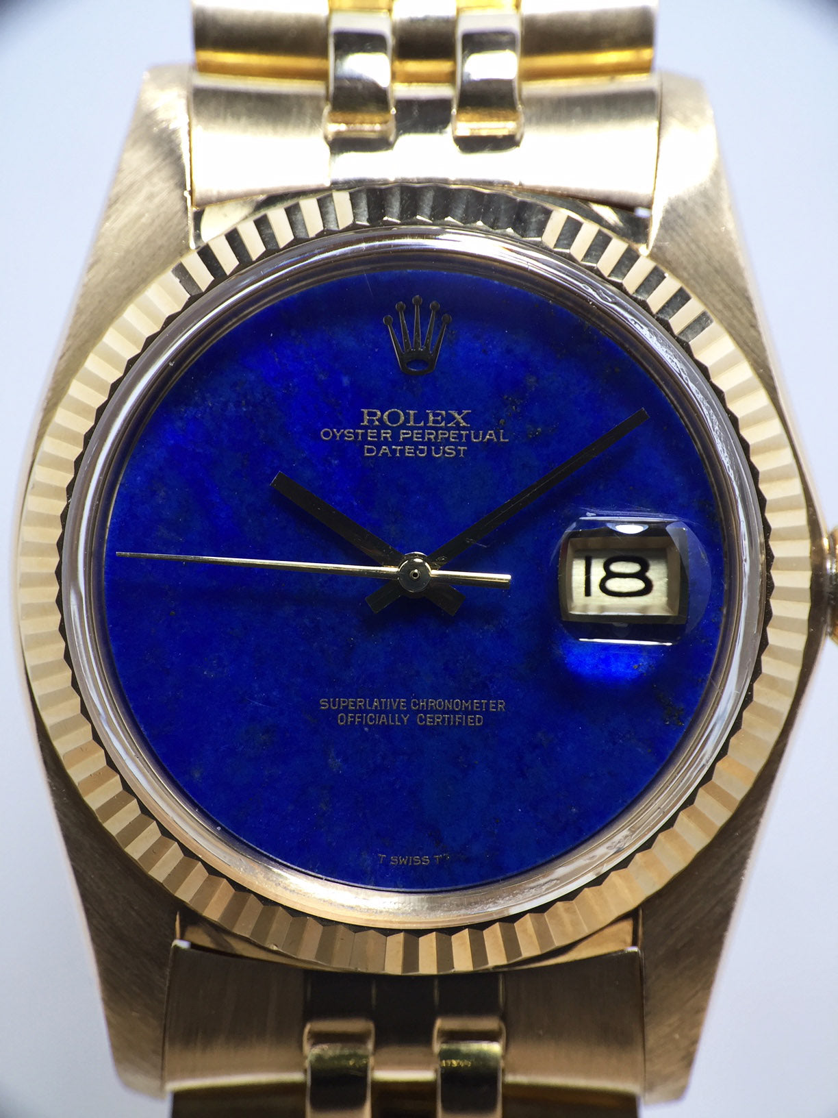 1976 Rolex Datejust Yellow Gold Rare Lapis Dial Ref. 1601