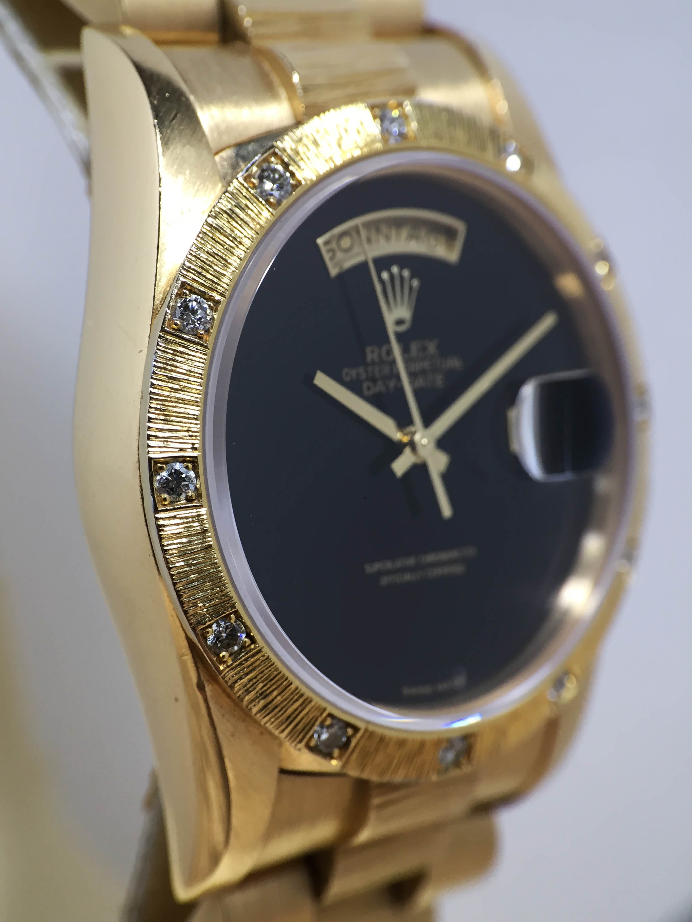 1985 Rolex Day Date Bark Finish Onyx Dial Ref. 18108