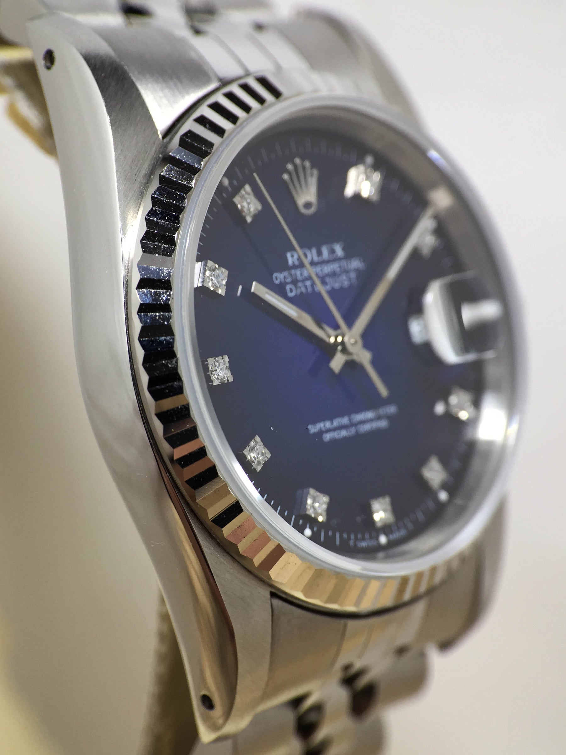 1991 Rolex Datejust Blue Vignette Diamond Dial Ref. 16234