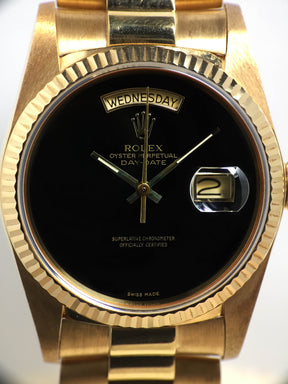 1987 Rolex Day Date Onyx Ref. 18038 (with Papers)
