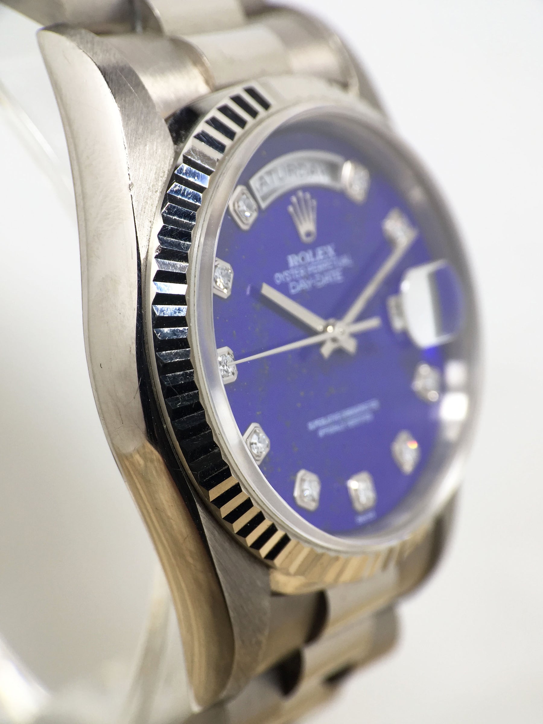 1991 Rolex Day Date WG Blue Lapis Diamond Dial 'The Iceberg' Ref. 18239 (with Certificate)