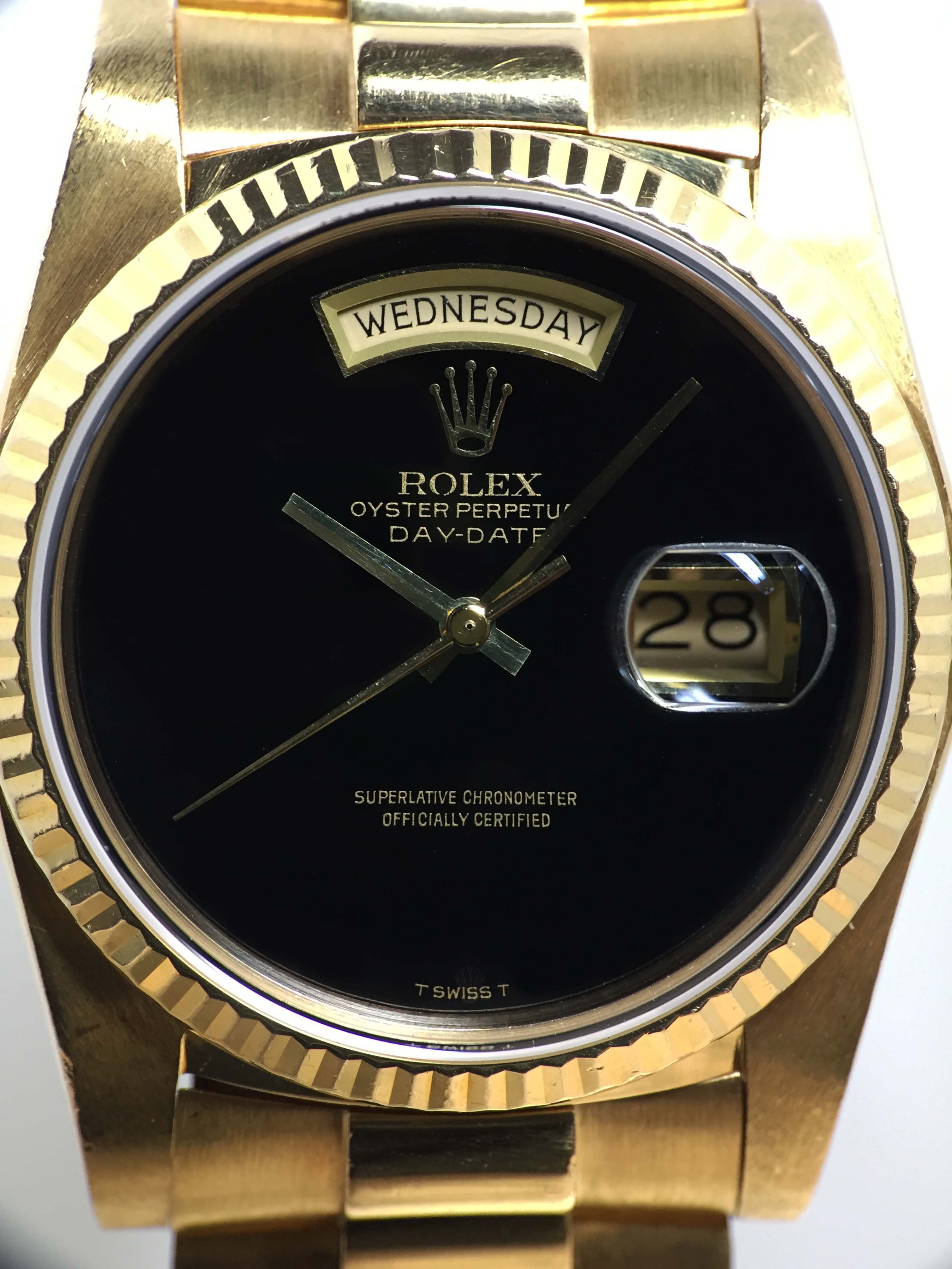 1984 Rolex Day Date Onyx Ref. 18038 (with Box & Papers)