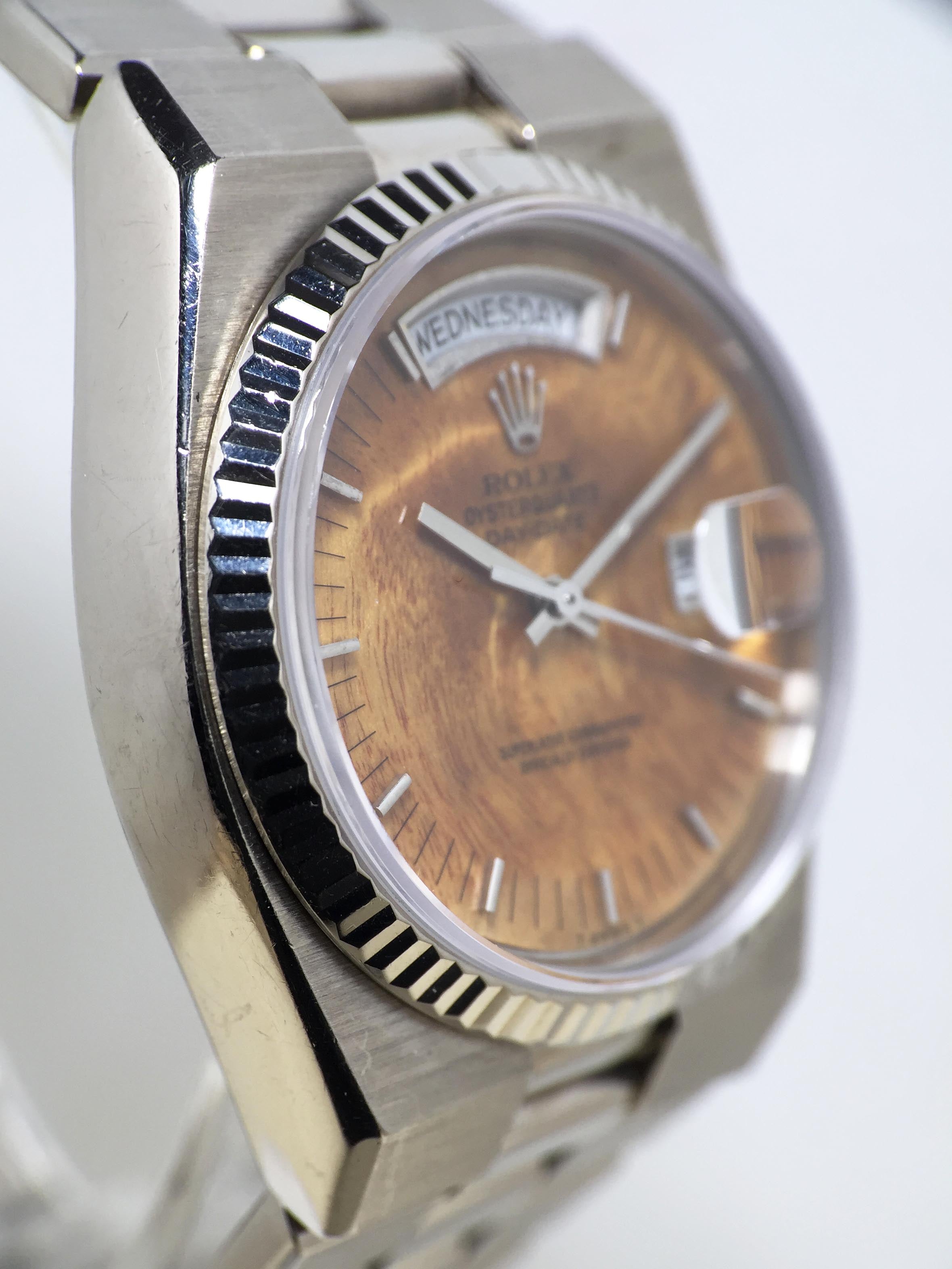 1986 Rolex Oysterquartz Day Date Birch Wood Dial Ref. 19019