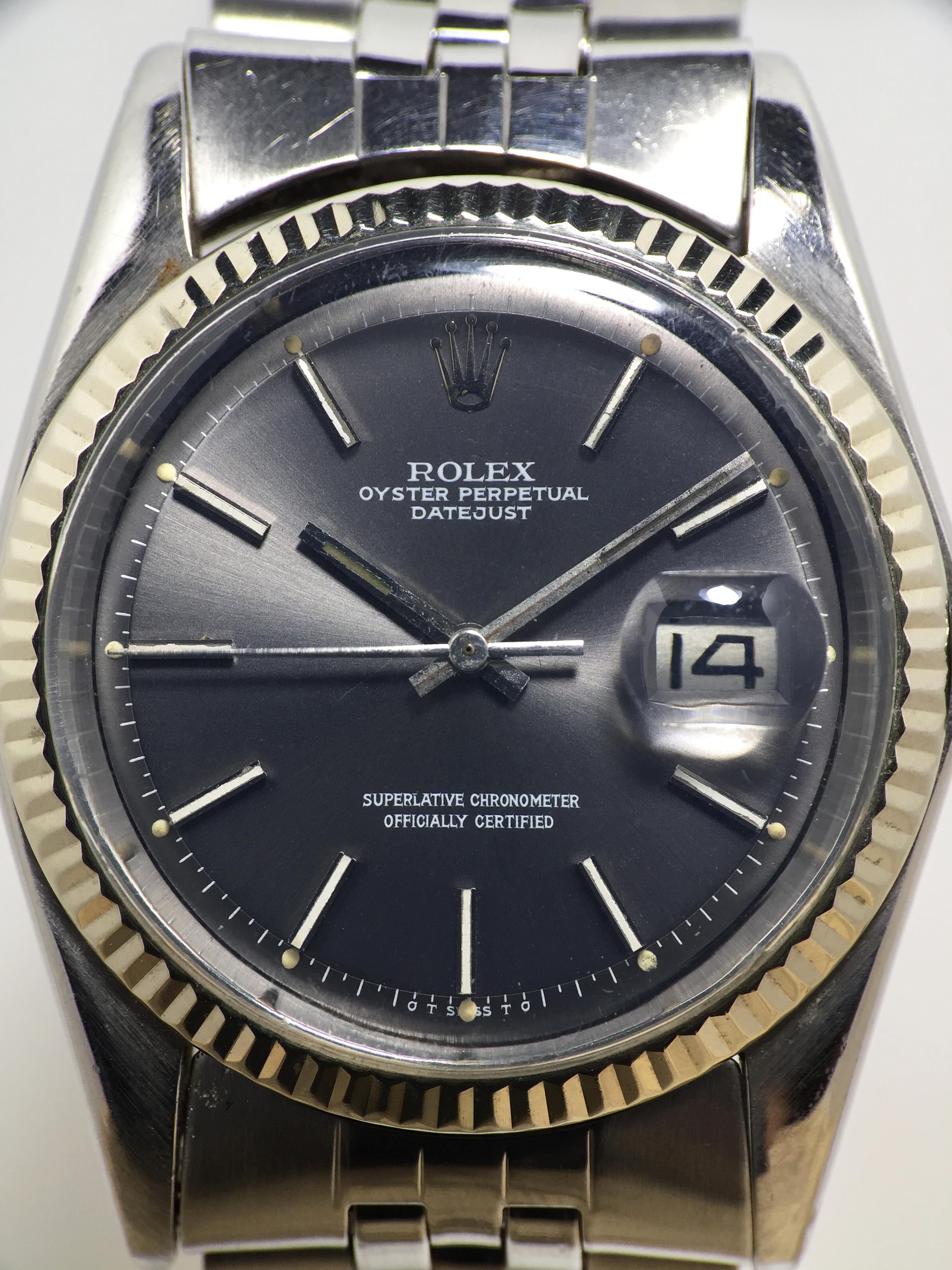 1973 Rolex Datejust Grey Dial St/WG Ref. 1601 (with Certificate)