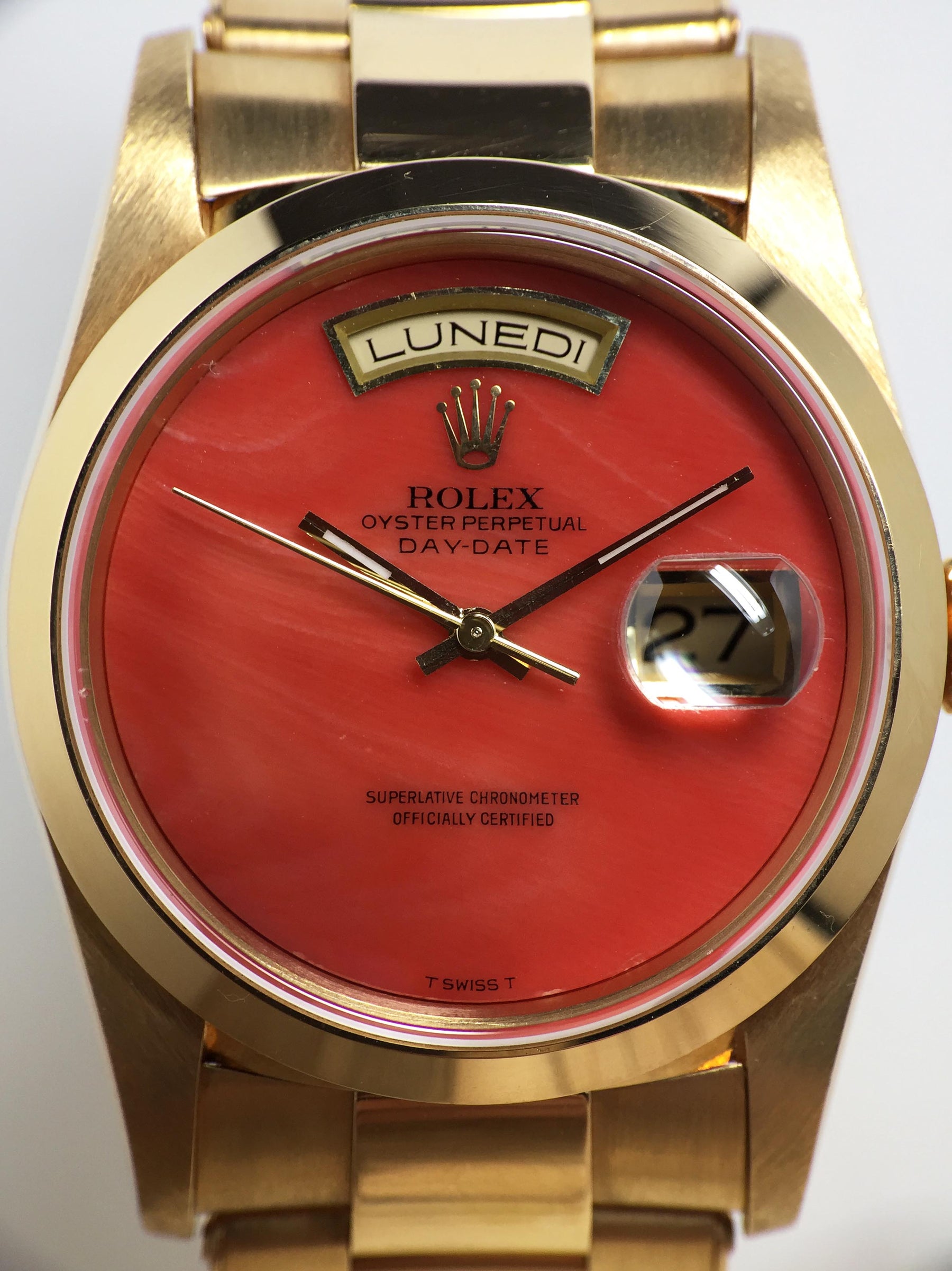 1999 Rolex Day Date Coral Ref. 18208 (with Papers) - Price on Request