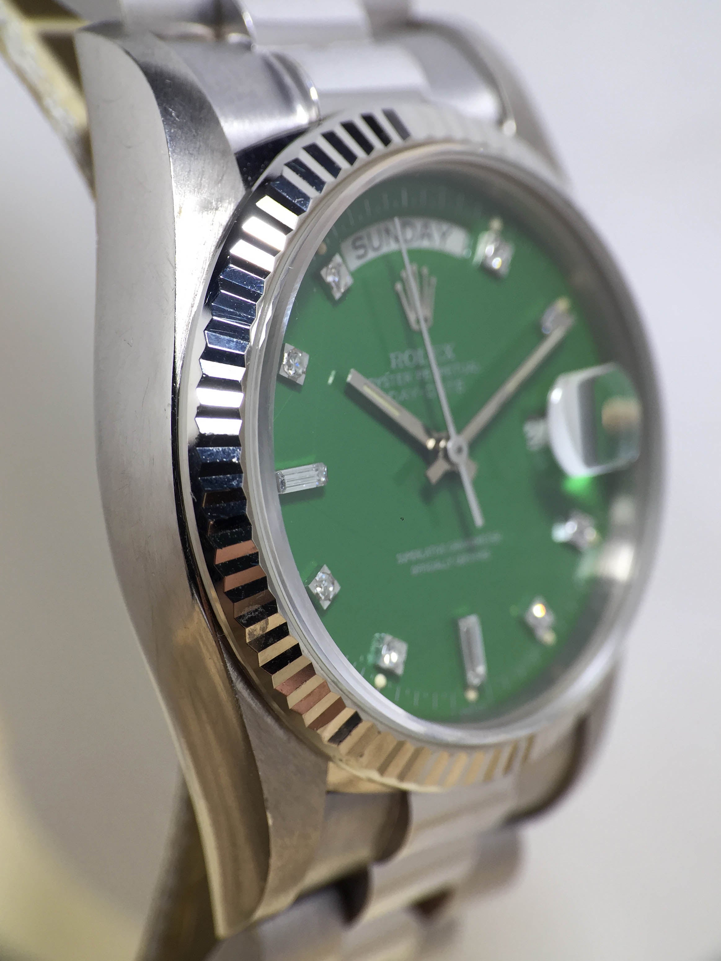 1979 Rolex Day Date WG Stella Lime Green Diamonds Ref. 18039