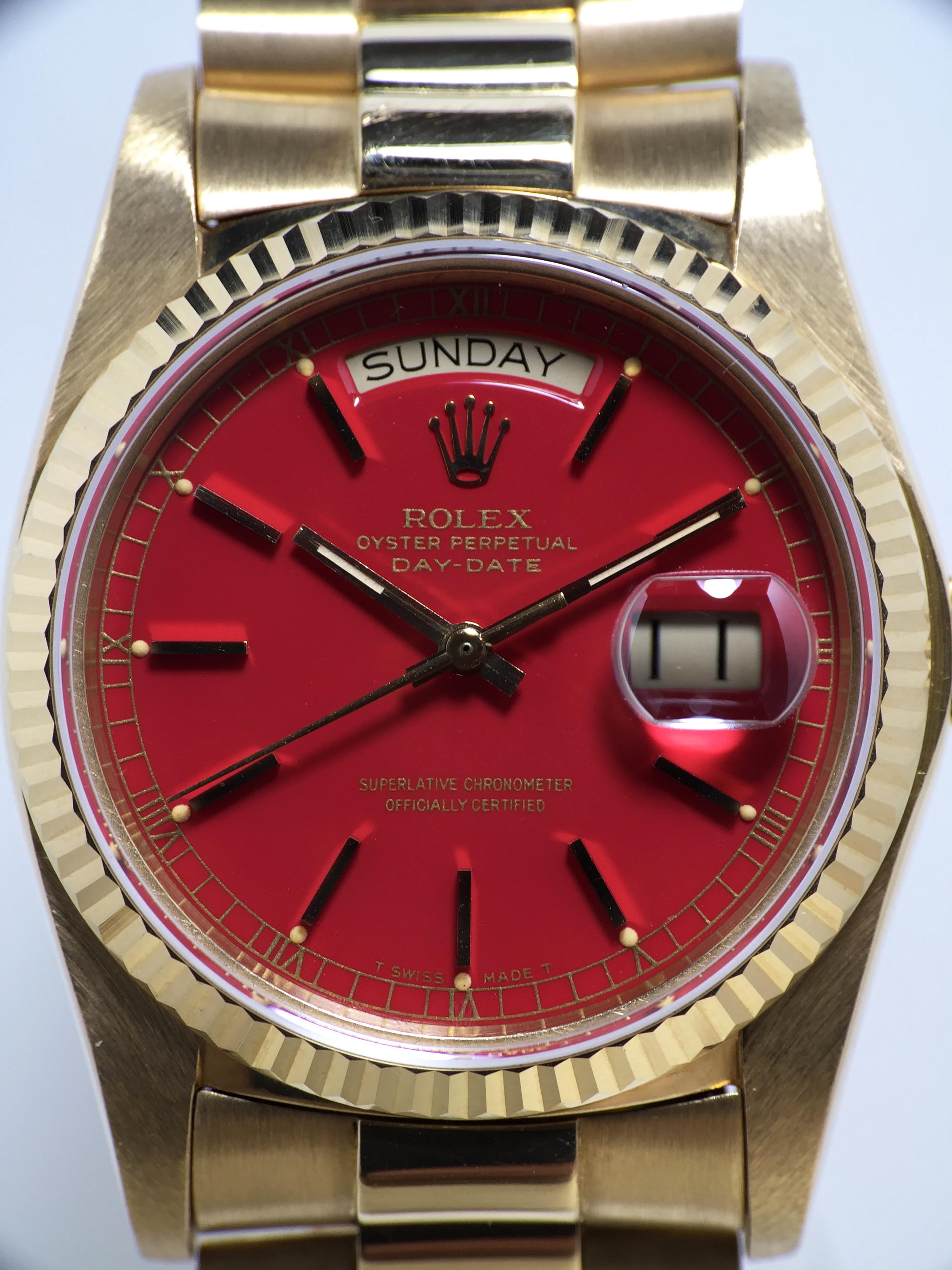 1978 Rolex Day Date Red Stella Ref. 18038 (Full Set)