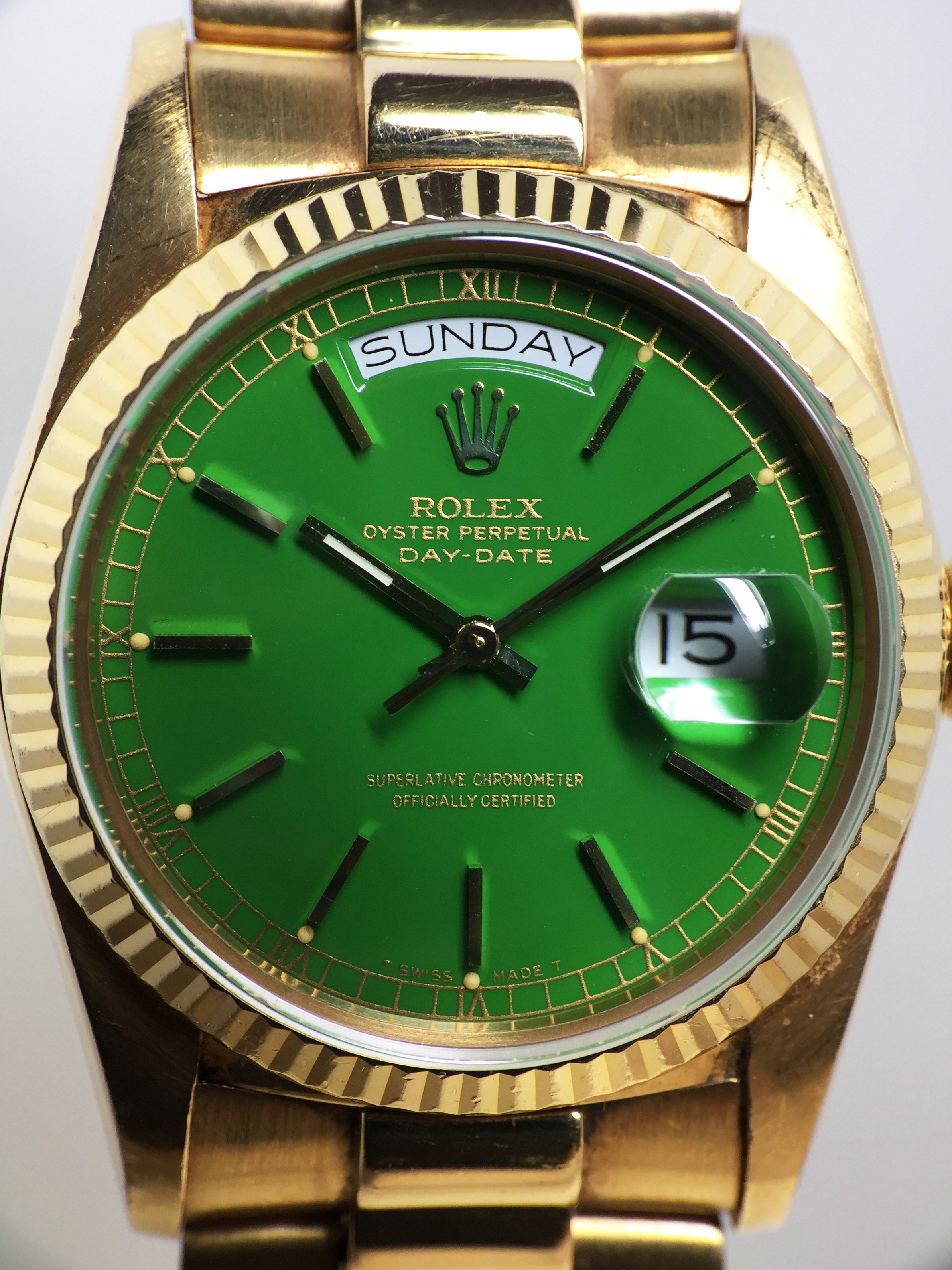 1980 Rolex Day Date Stella Green Ref. 18038 (with Box & Papers)