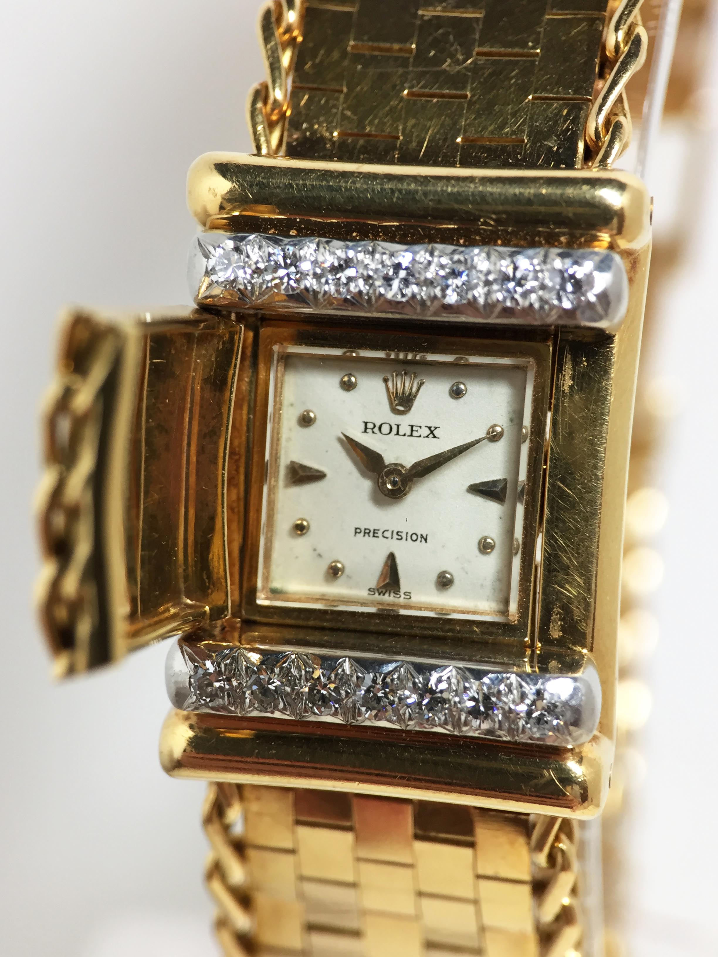 1956 Rolex Ladies 18K Concealed Diamond Watch