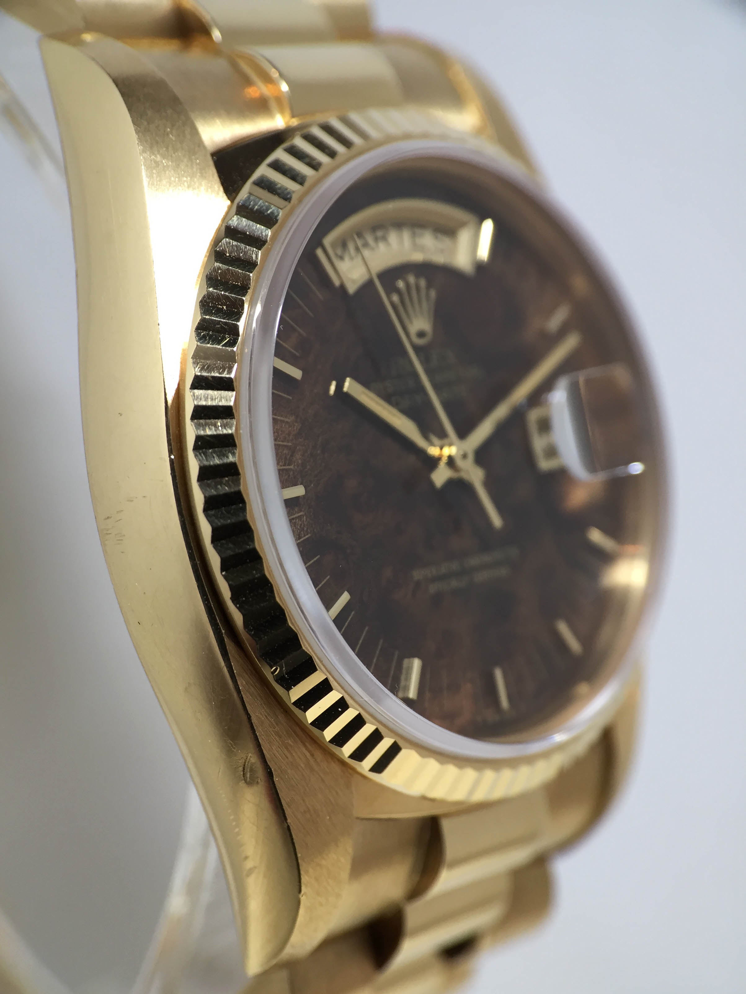 1980 Rolex Day Date 'Like New' with Burl Wood Dial Ref. 18038