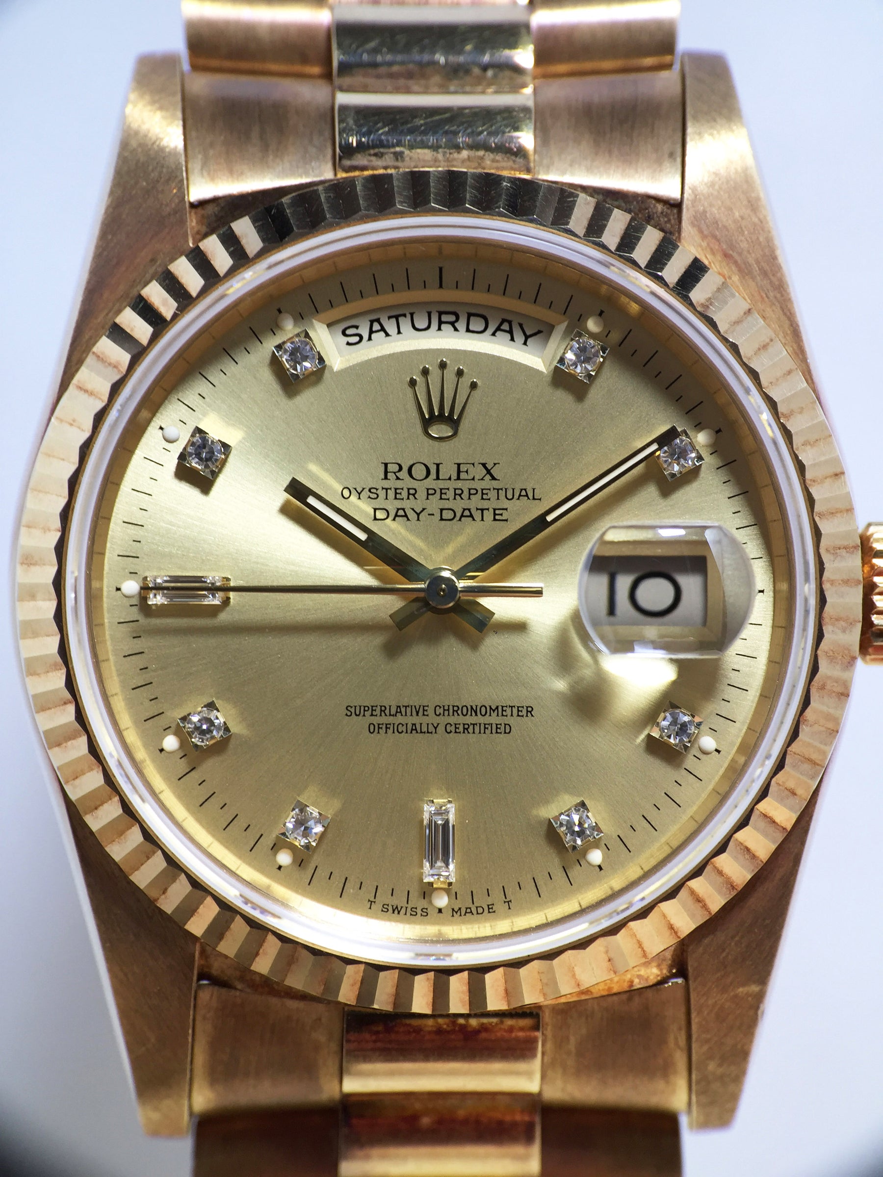 1990 Rolex Day Date Diamond Dial NOS Ref. 18238 (with Papers)