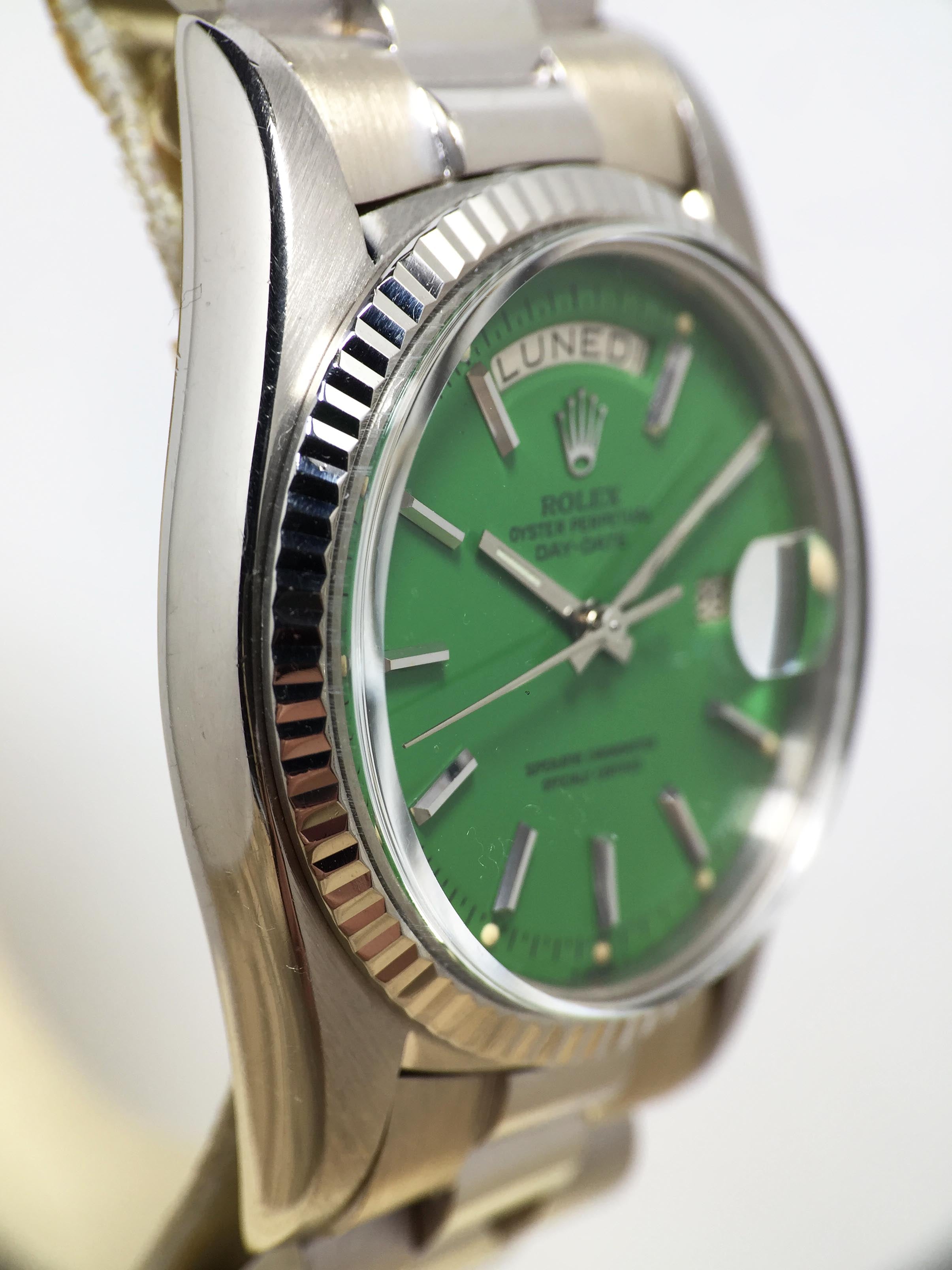 1974 Rolex Day Date White Gold Green Stella Dial Ref. 1803