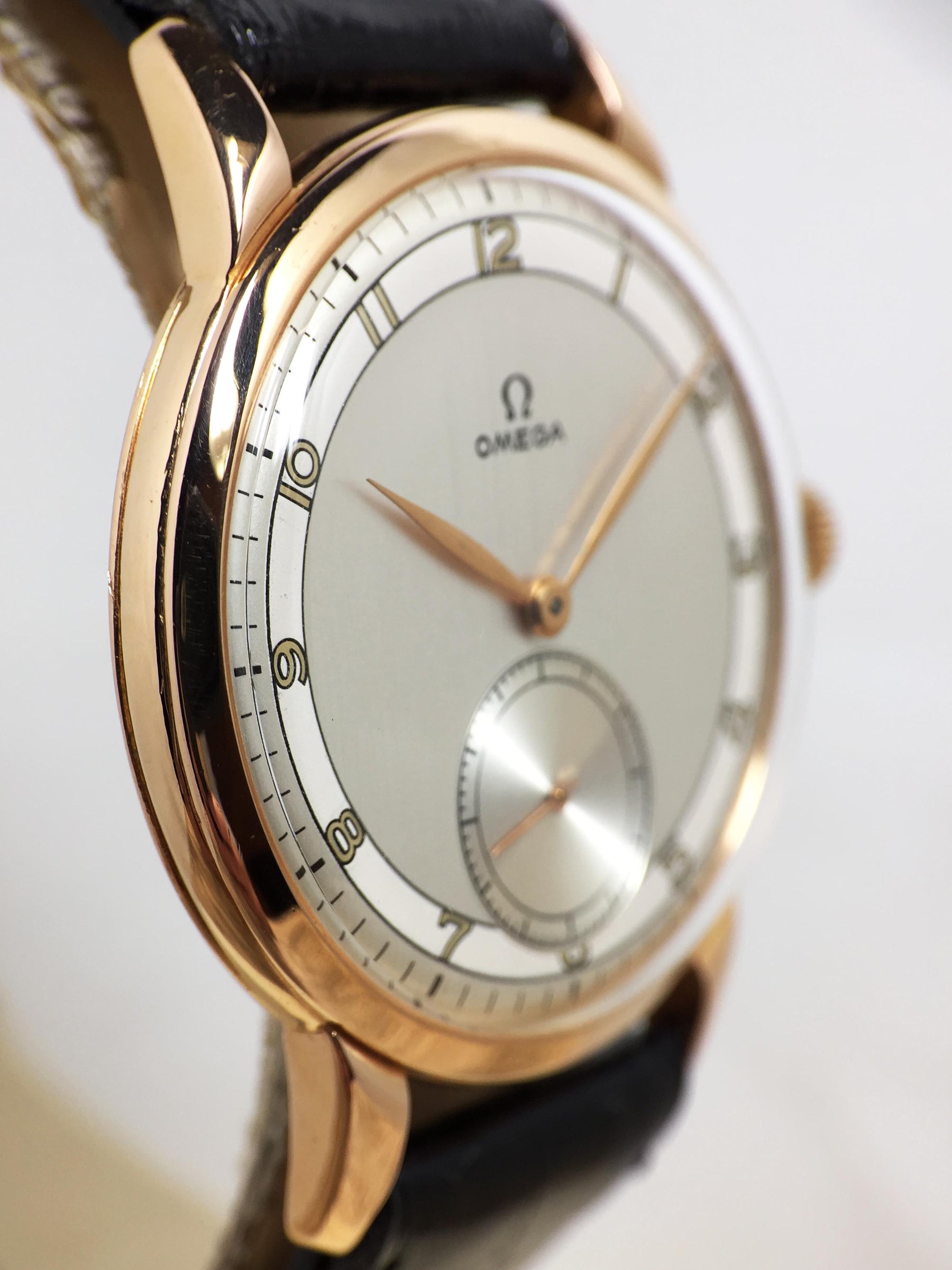 1952 Omega Dress Watch Pink Gold Two Tone Dial Ref. 2687