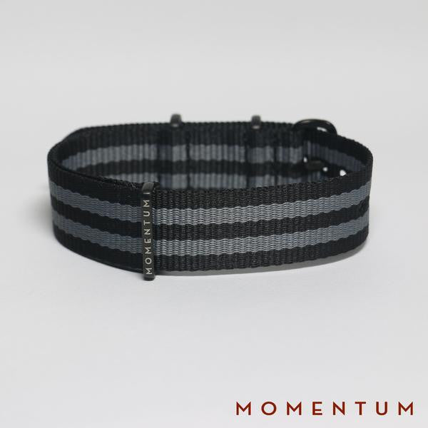 Nato Strap Black & Grey Double Striped - Momentum Dubai