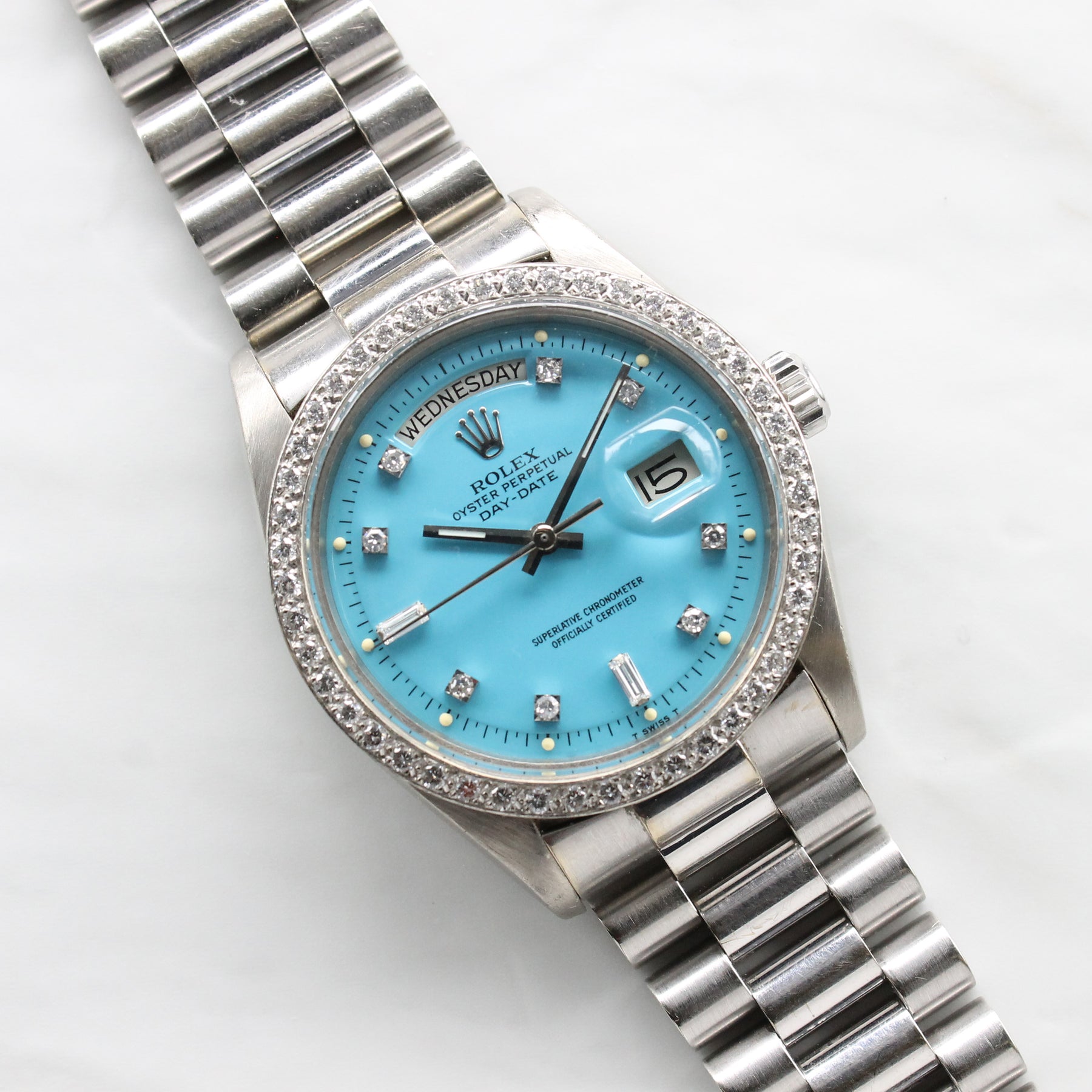 1978 Rolex Day Date Turquoise Stella Diamond Dial Ref. 1804