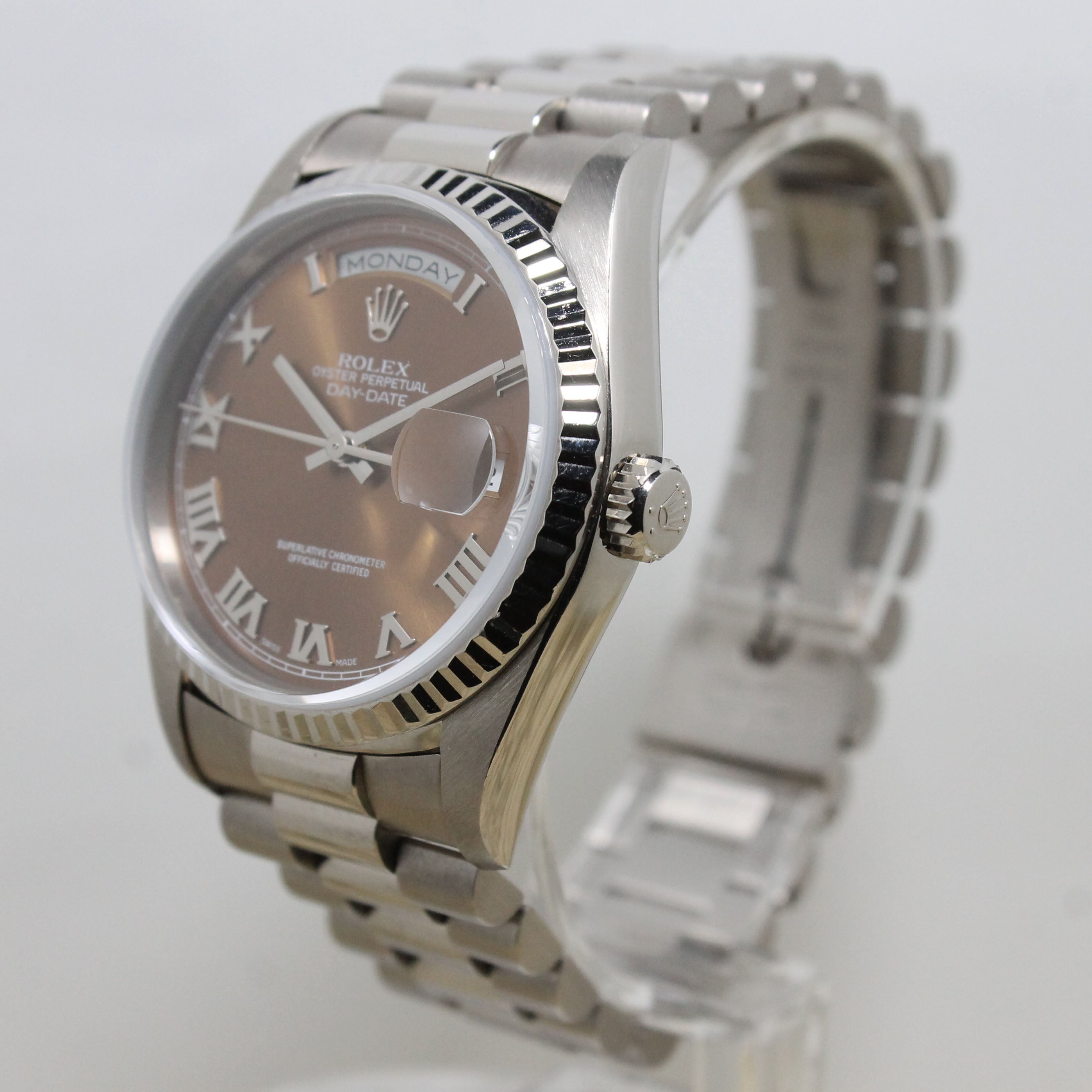 1991 Rolex Day Date White Gold Bronze Dial Ref. 18239 (with Service Card)