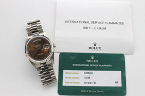 1991 Rolex Day Date White Gold Bronze Dial Ref. 18239 (with Service Card)