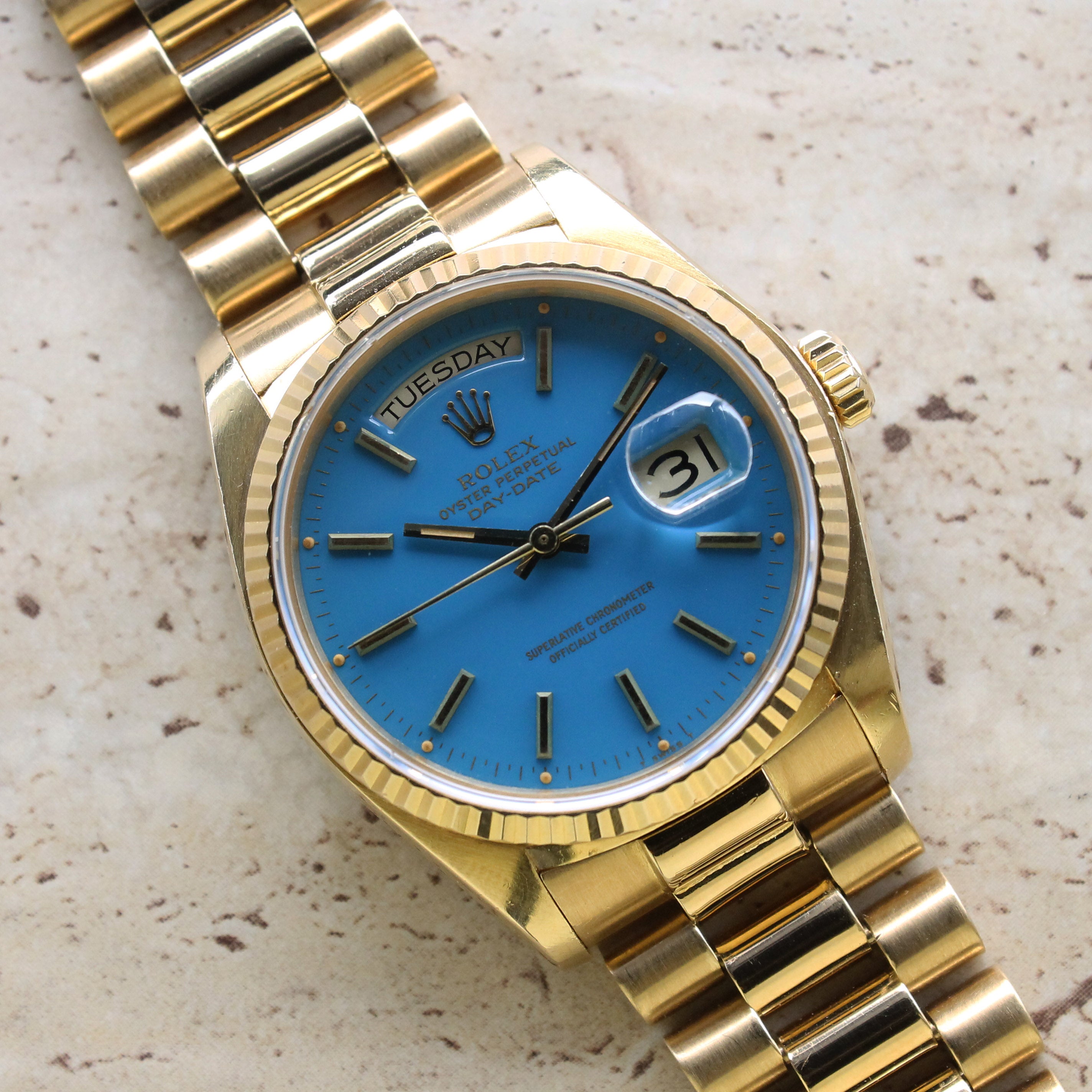 1978 Rolex Day Date Turquoise Stella Dial Ref. 18038