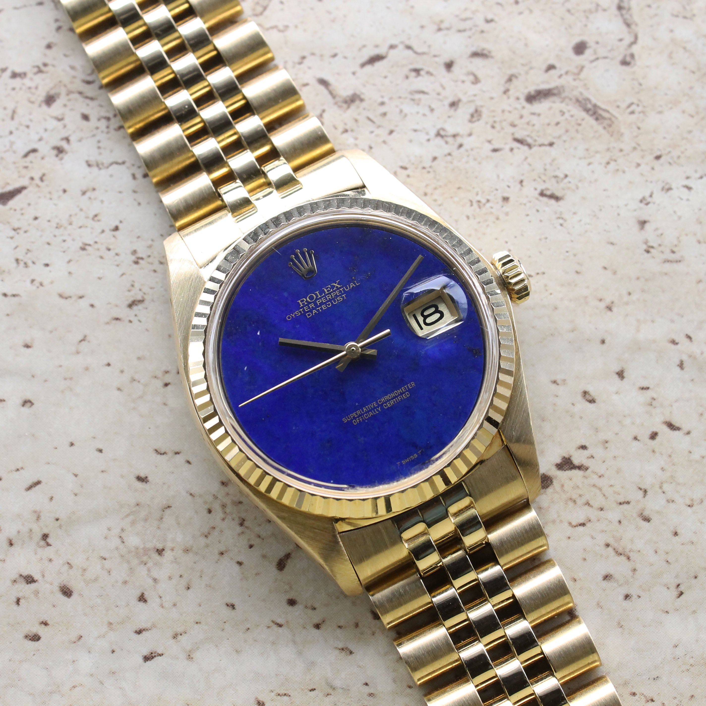 1976 Rolex Datejust Yellow Gold Rare Lapis Dial Ref. 1601