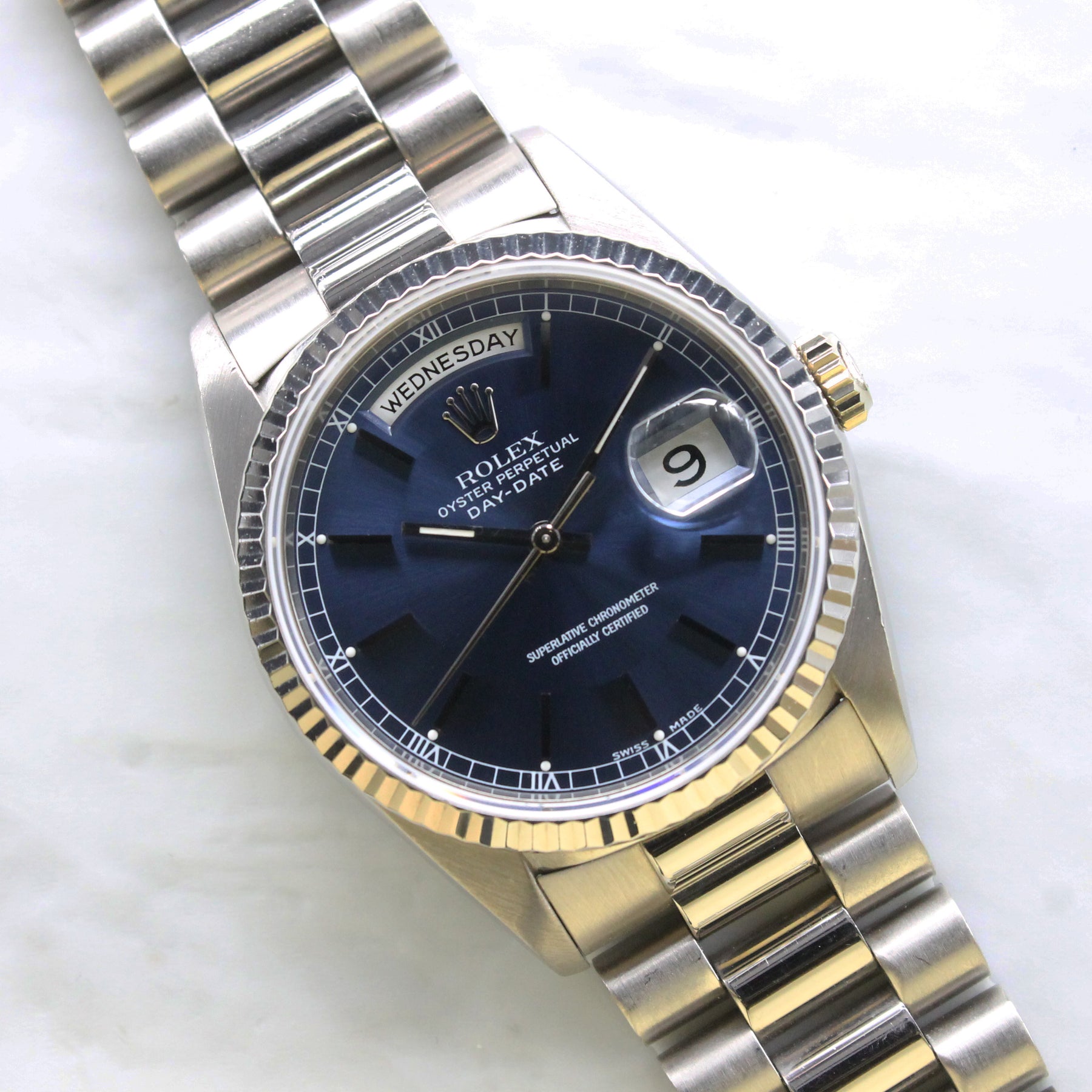 1990 Rolex Day Date Blue Dial Ref. 18239