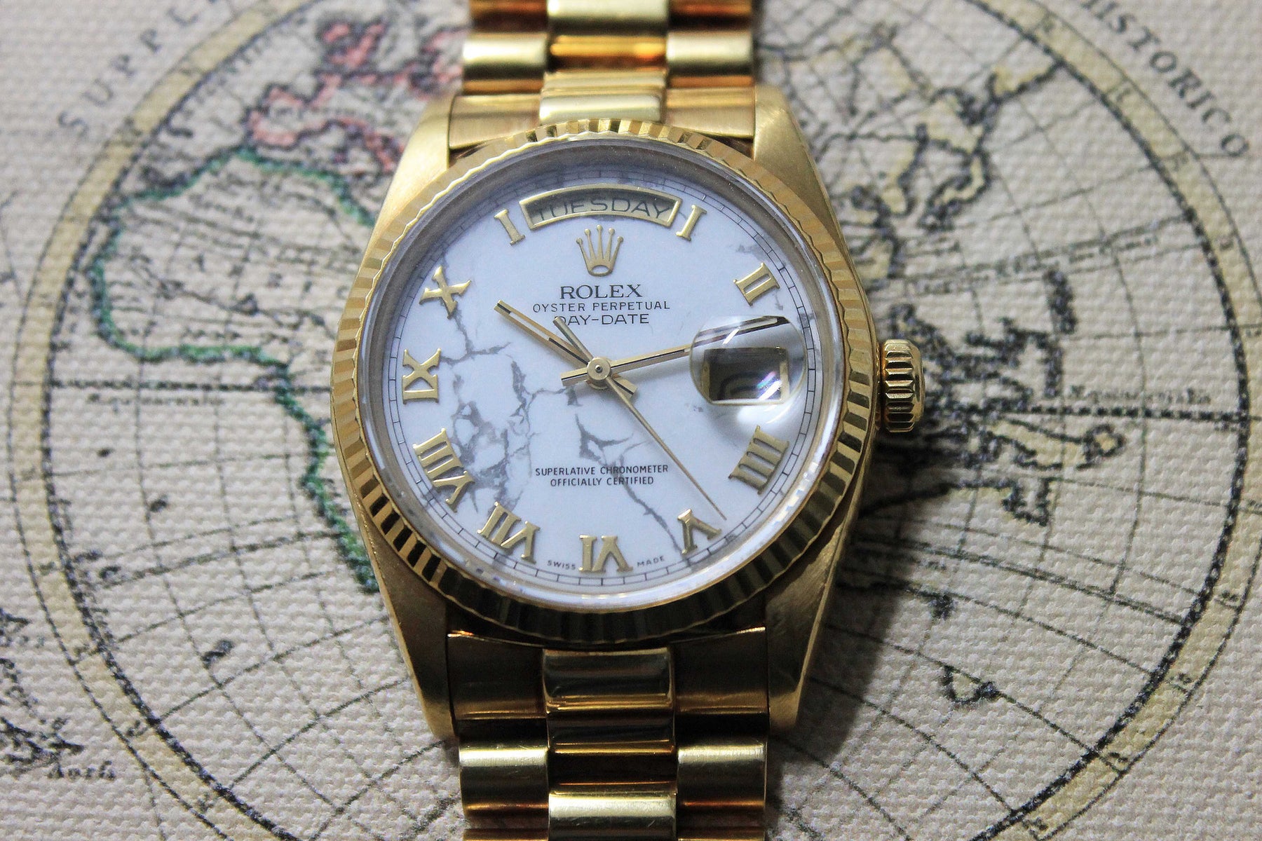 1987 - Rolex Day Date WG Marble - Momentum Dubai