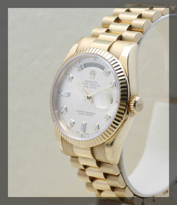 Rolex Day Date Baguette Diamond dial (3.1.365) - Momentum Dubai