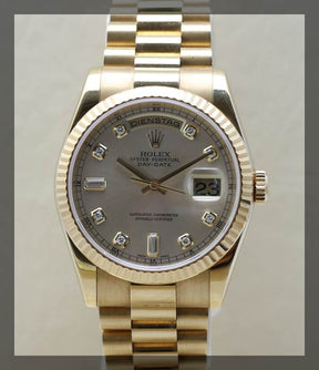 Rolex Day Date Baguette Diamond dial (3.1.365) - Momentum Dubai